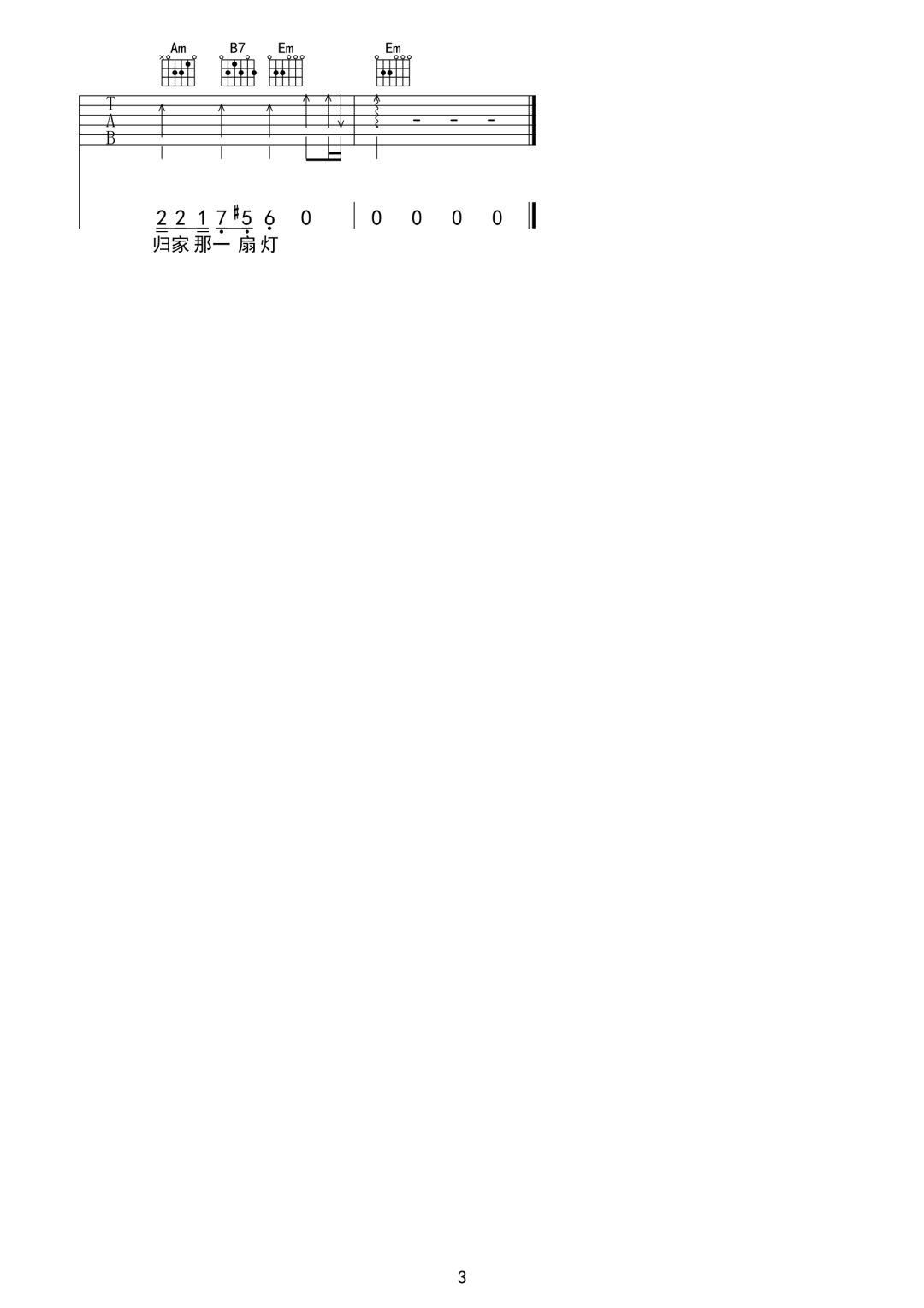 晚风心里吹吉他谱预览图