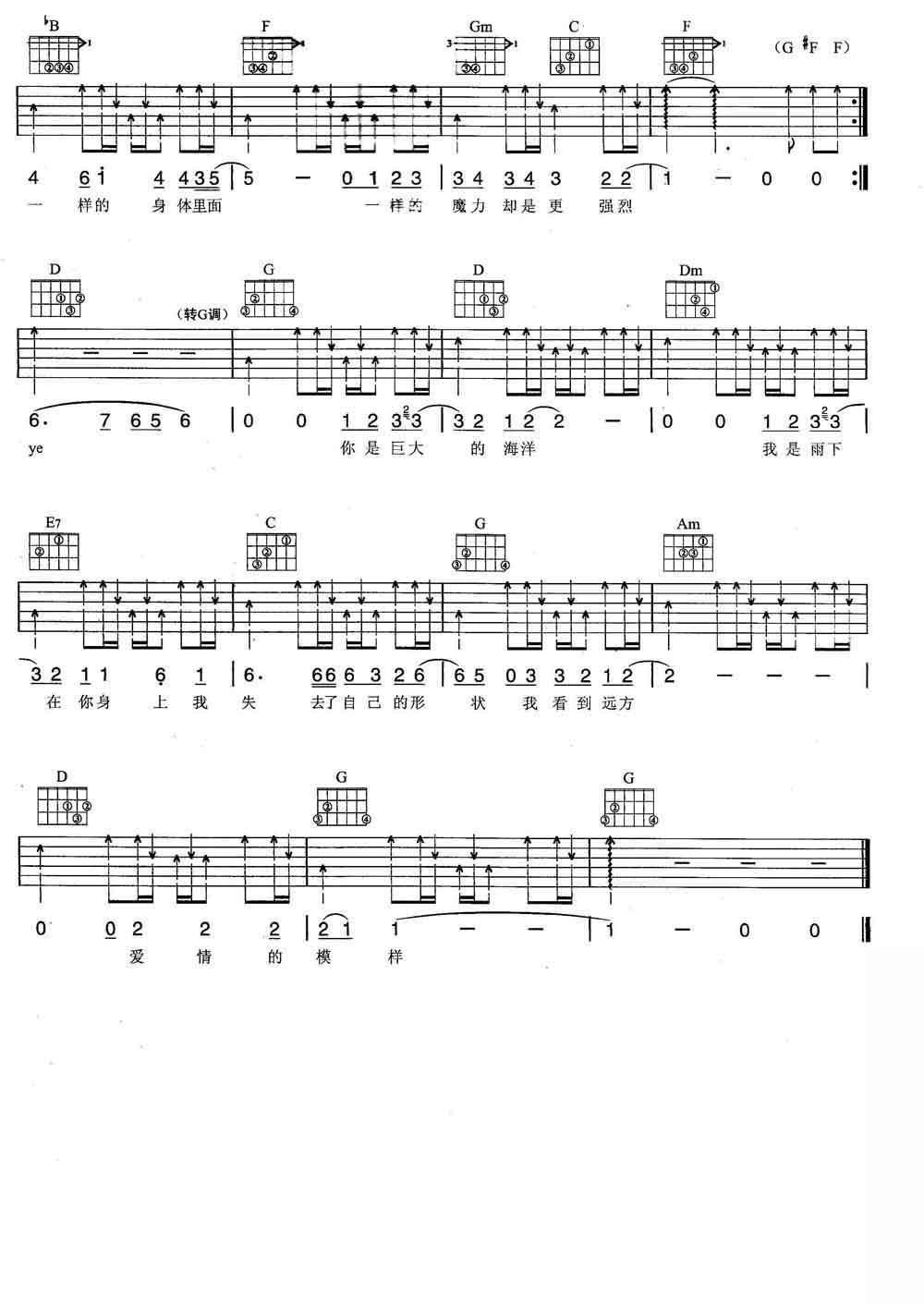 爱情的模样吉他谱预览图