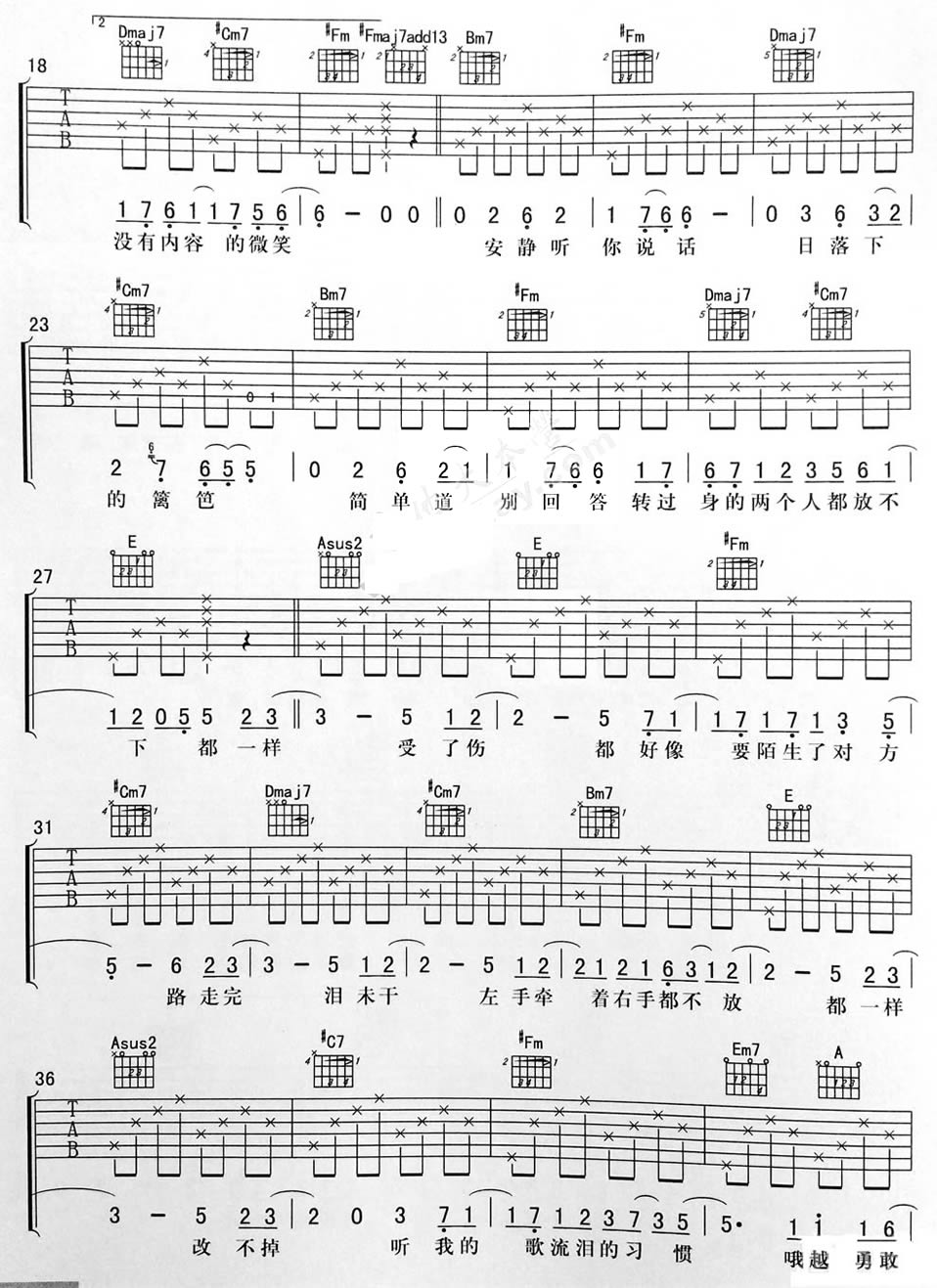 都一样吉他谱预览图