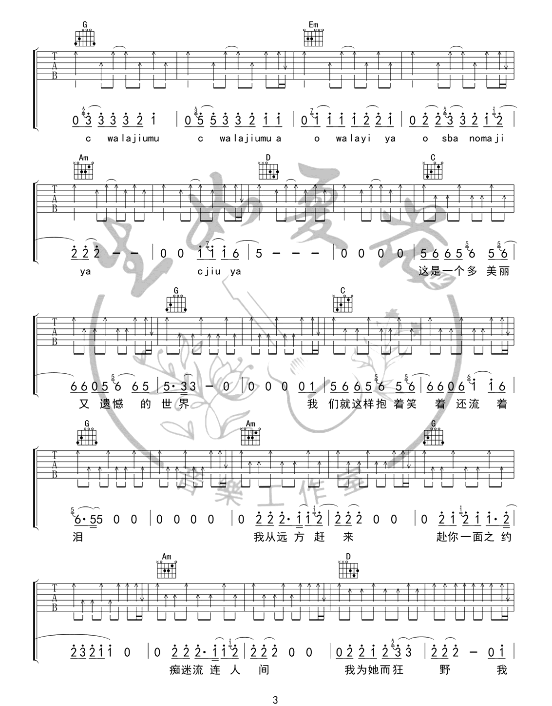 生如夏花吉他谱预览图