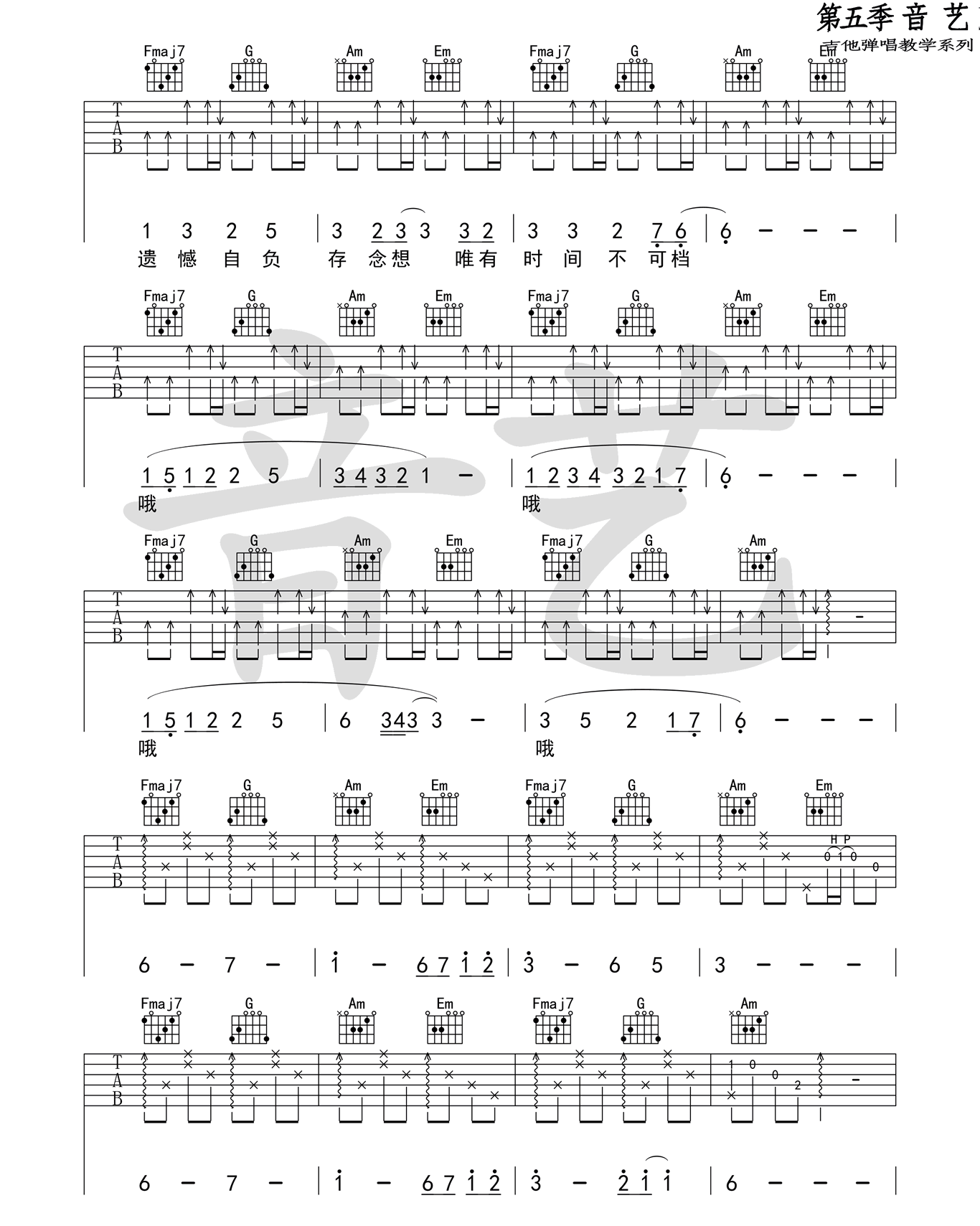 一如年少模样吉他谱预览图