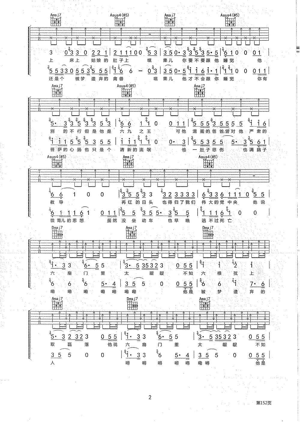 梦遗少年吉他谱预览图