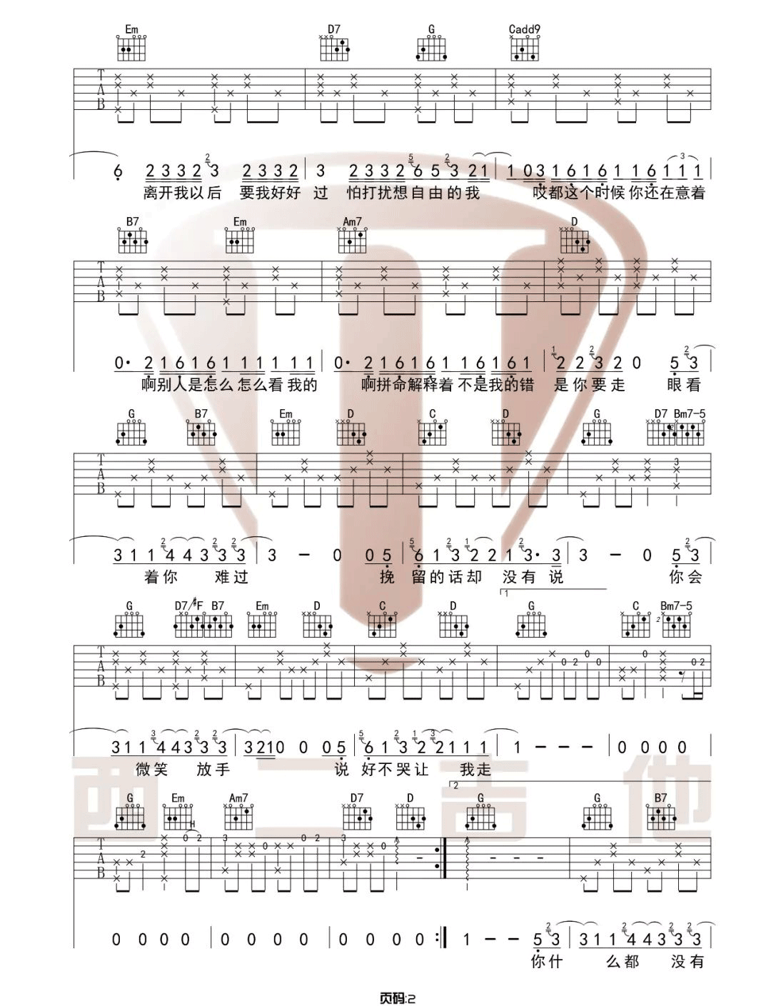 说好不哭吉他谱预览图