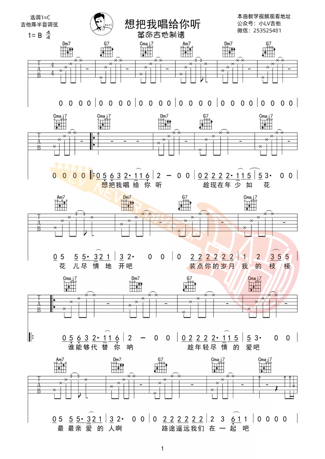 想把我唱给你听吉他谱预览图