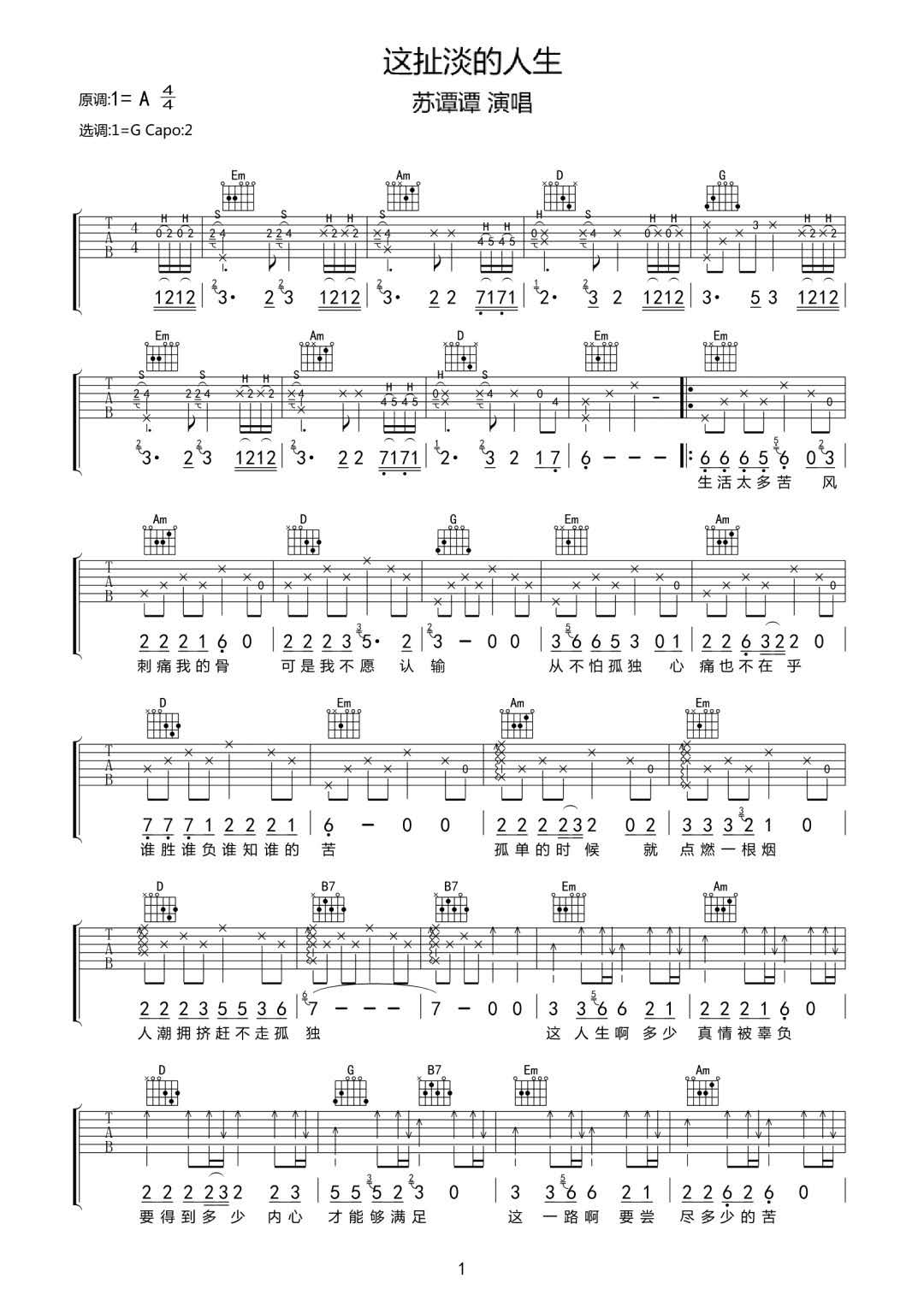 这扯淡的人生吉他谱预览图