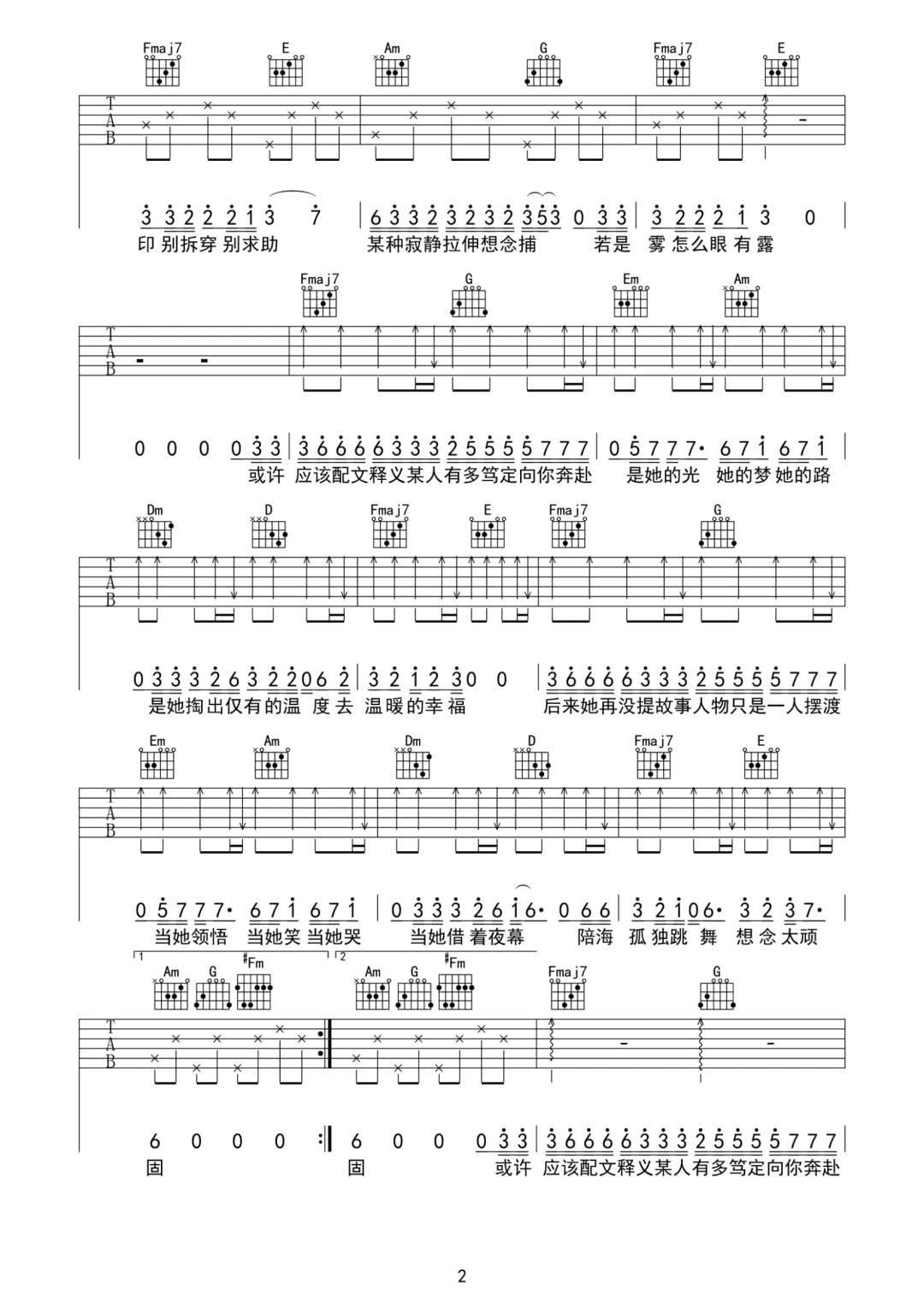 夜是克莱因蓝的忧伤吉他谱预览图