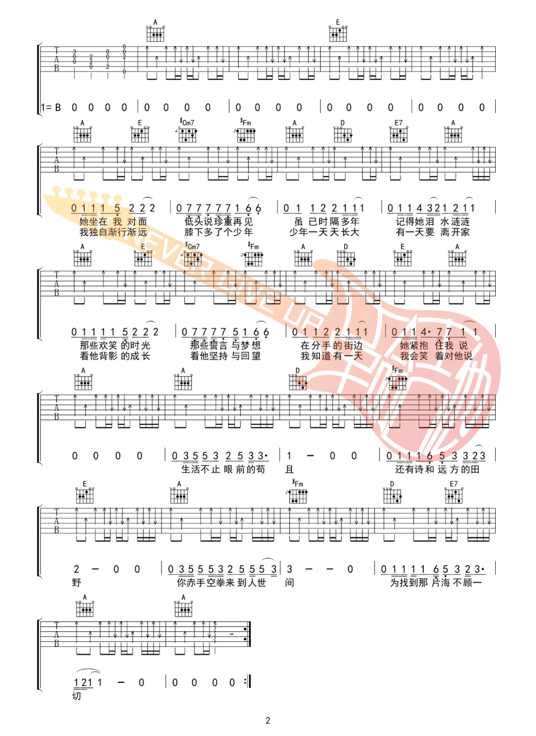 生活不止眼前的苟且吉他谱预览图
