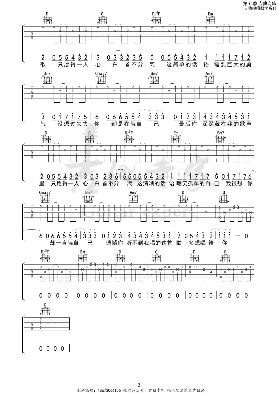 愿得一人心吉他谱预览图