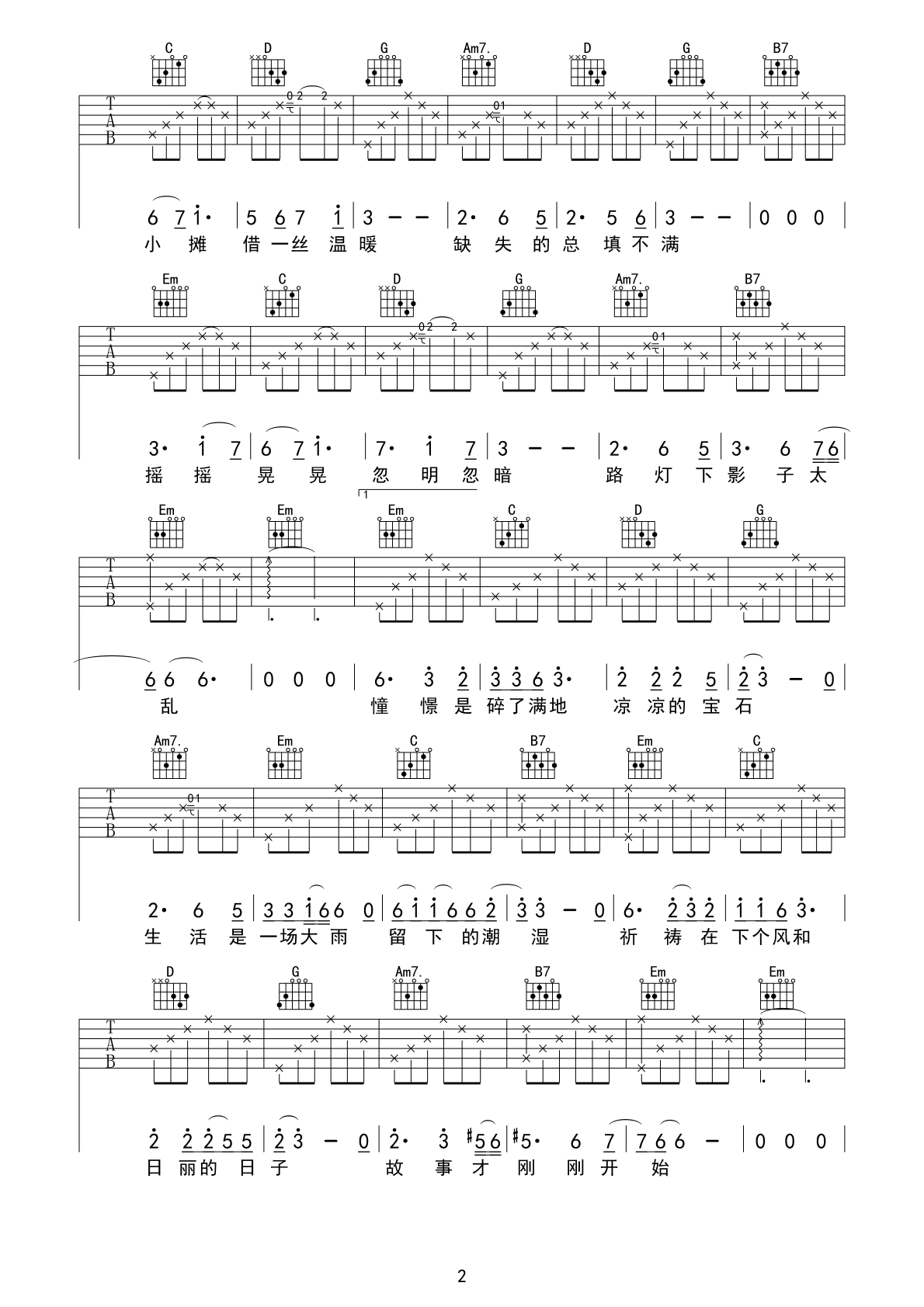 深夜一角吉他谱预览图