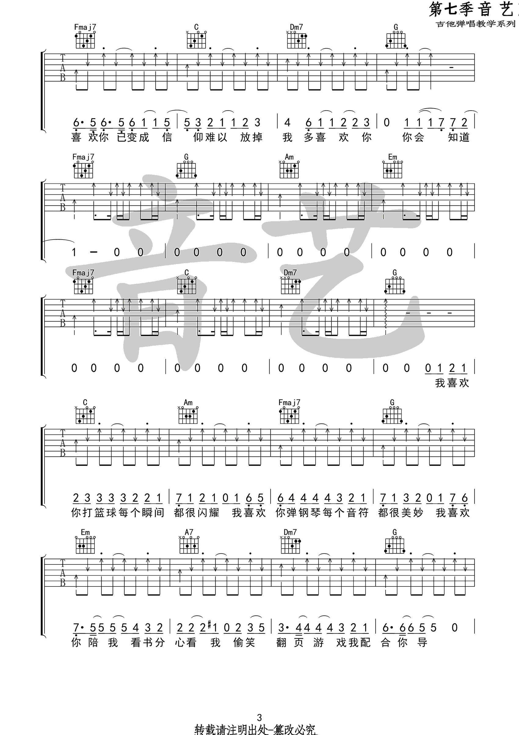 我多喜欢你你会知道吉他谱预览图
