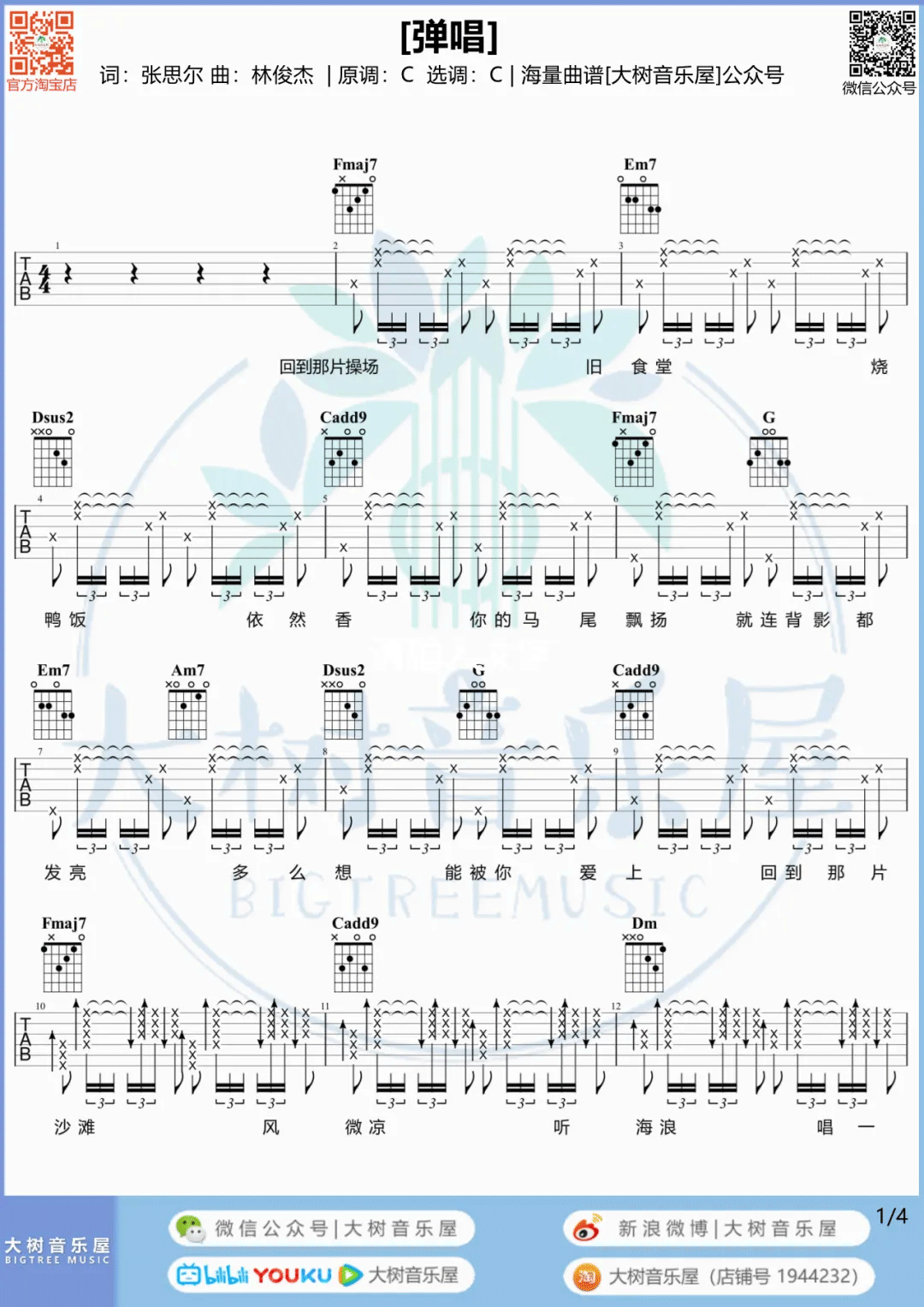 弹唱吉他谱预览图
