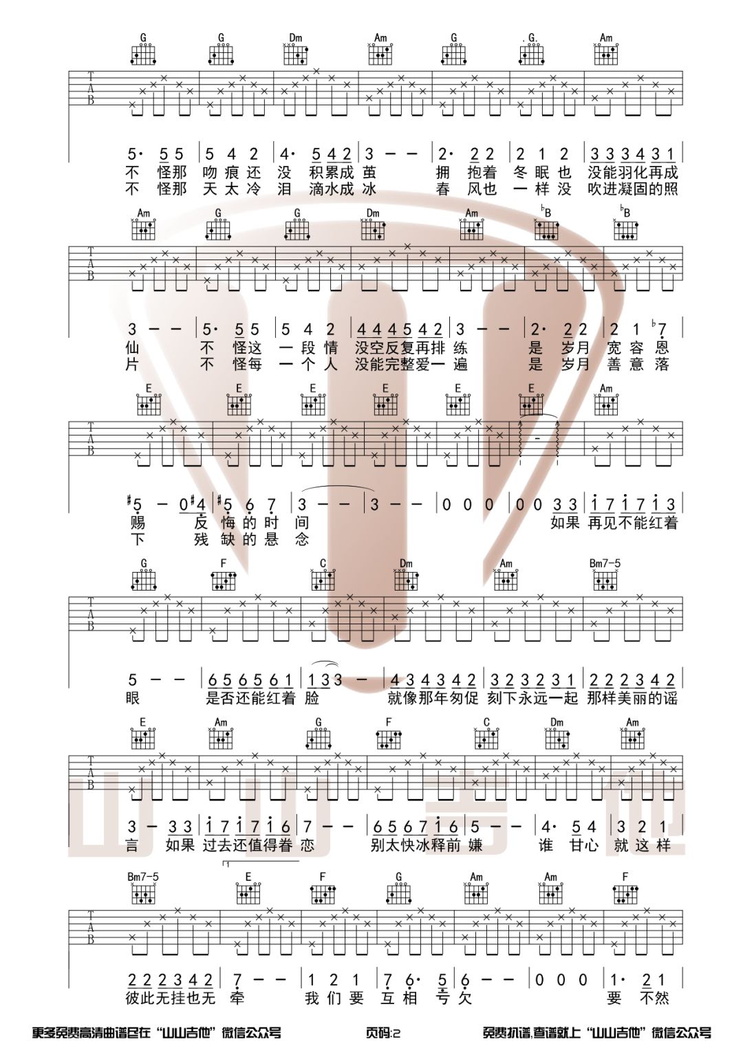 匆匆那年吉他谱预览图