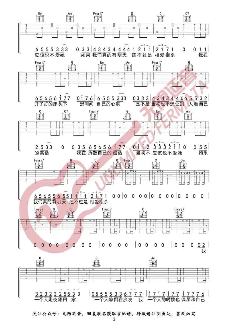 关于孤独我想说的话吉他谱预览图