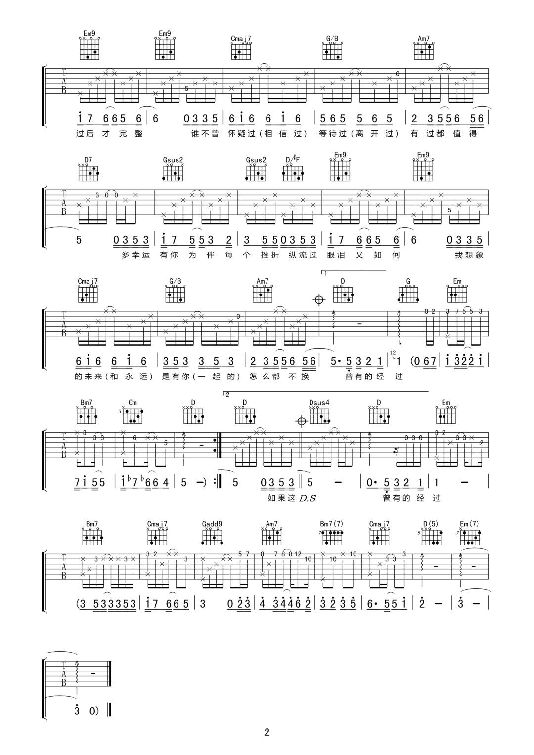 经过吉他谱预览图