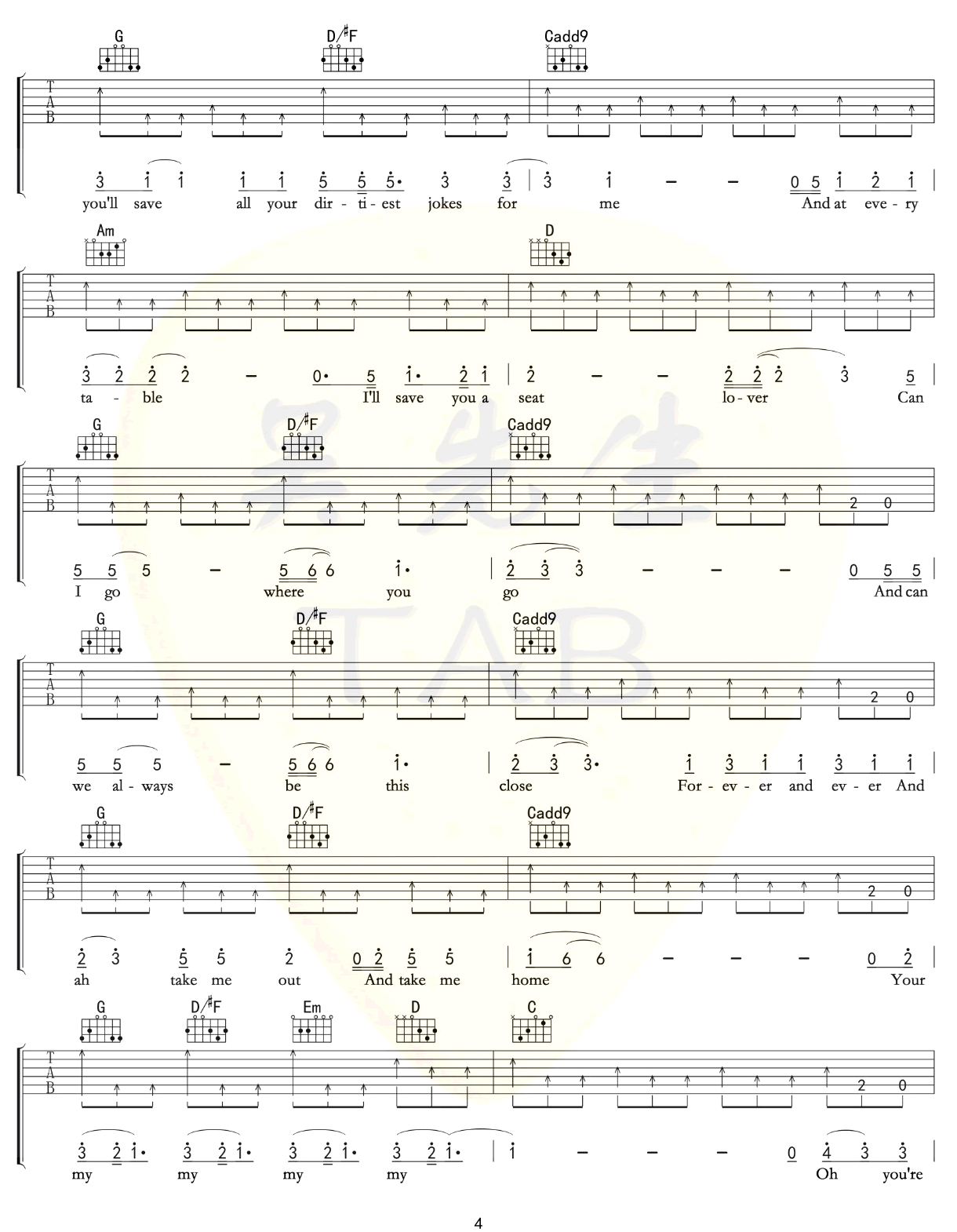Lover吉他谱预览图