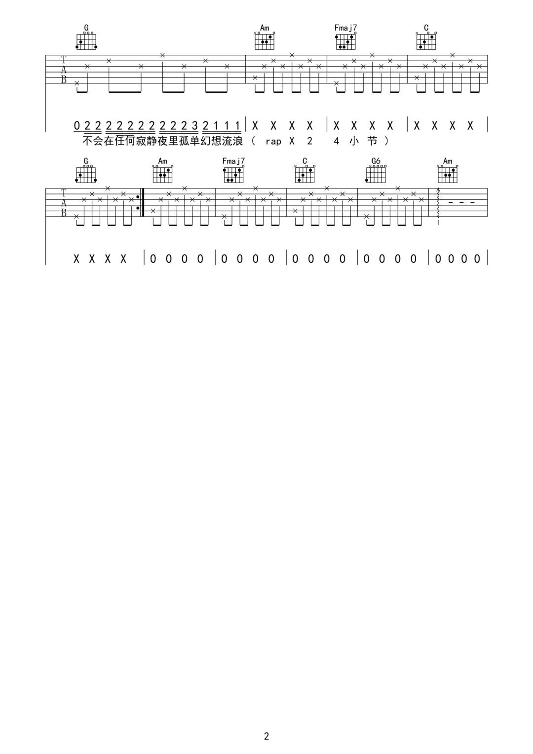 篝火旁吉他谱预览图
