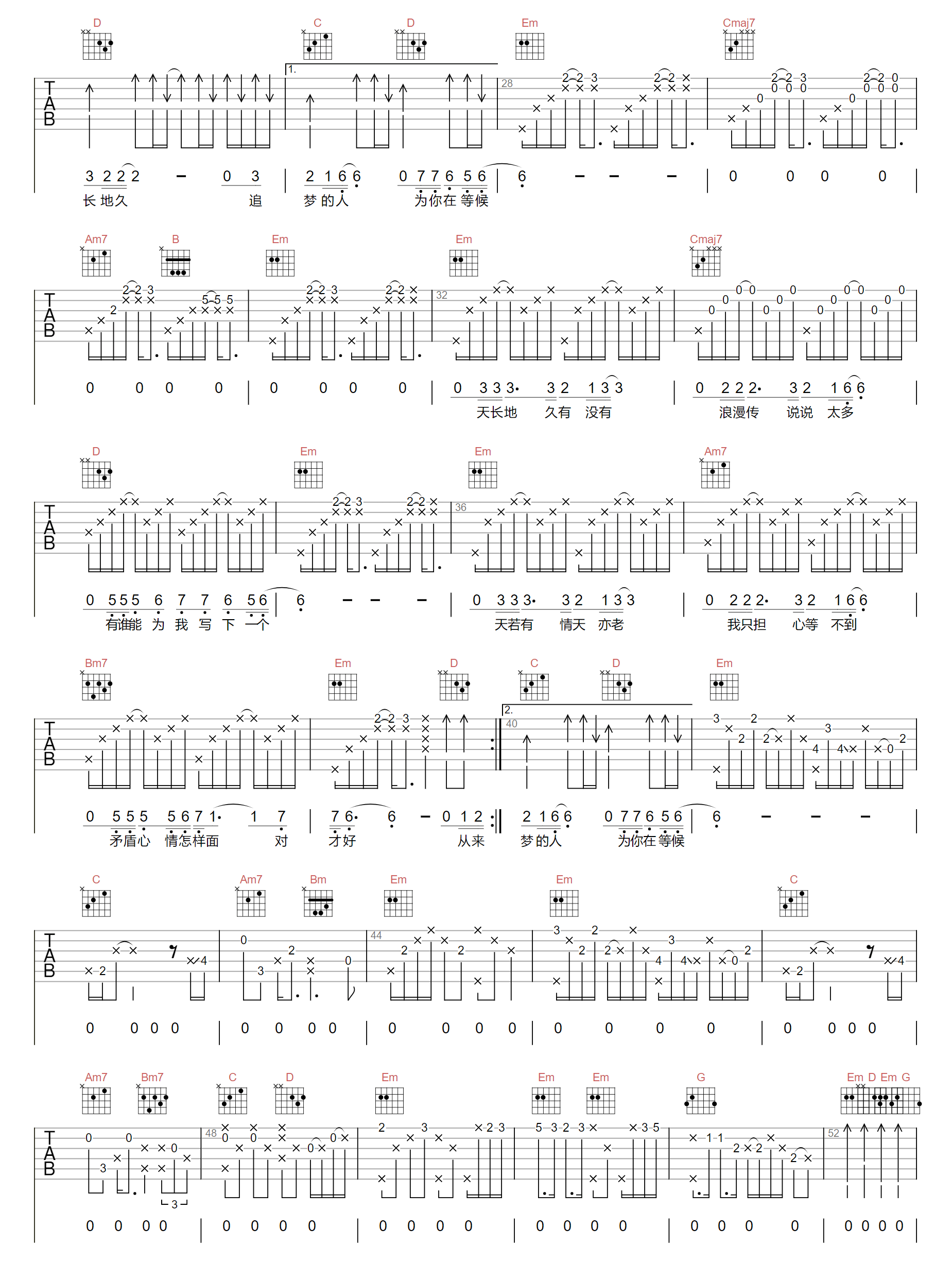 如果你是我的传说吉他谱预览图