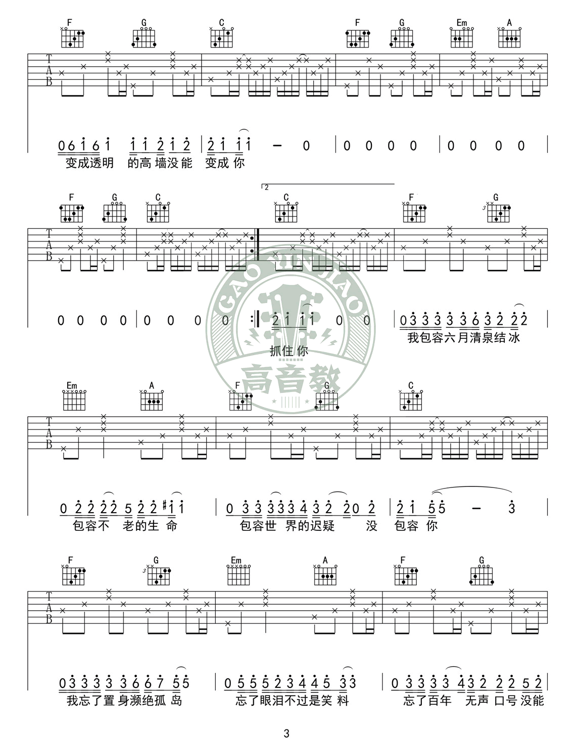 奇妙能力歌吉他谱预览图