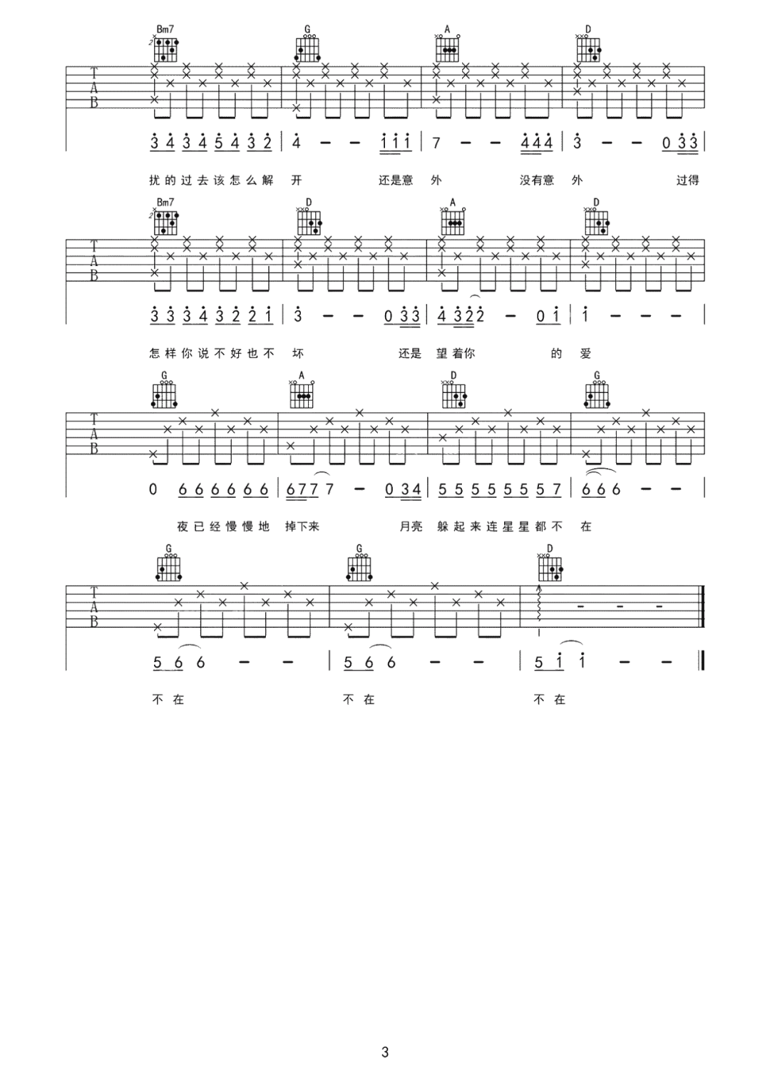 没有意外吉他谱预览图