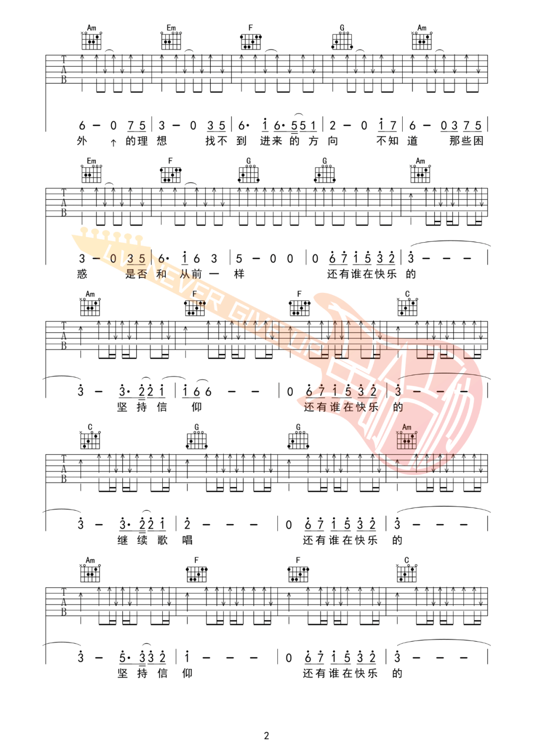 火车日记吉他谱预览图