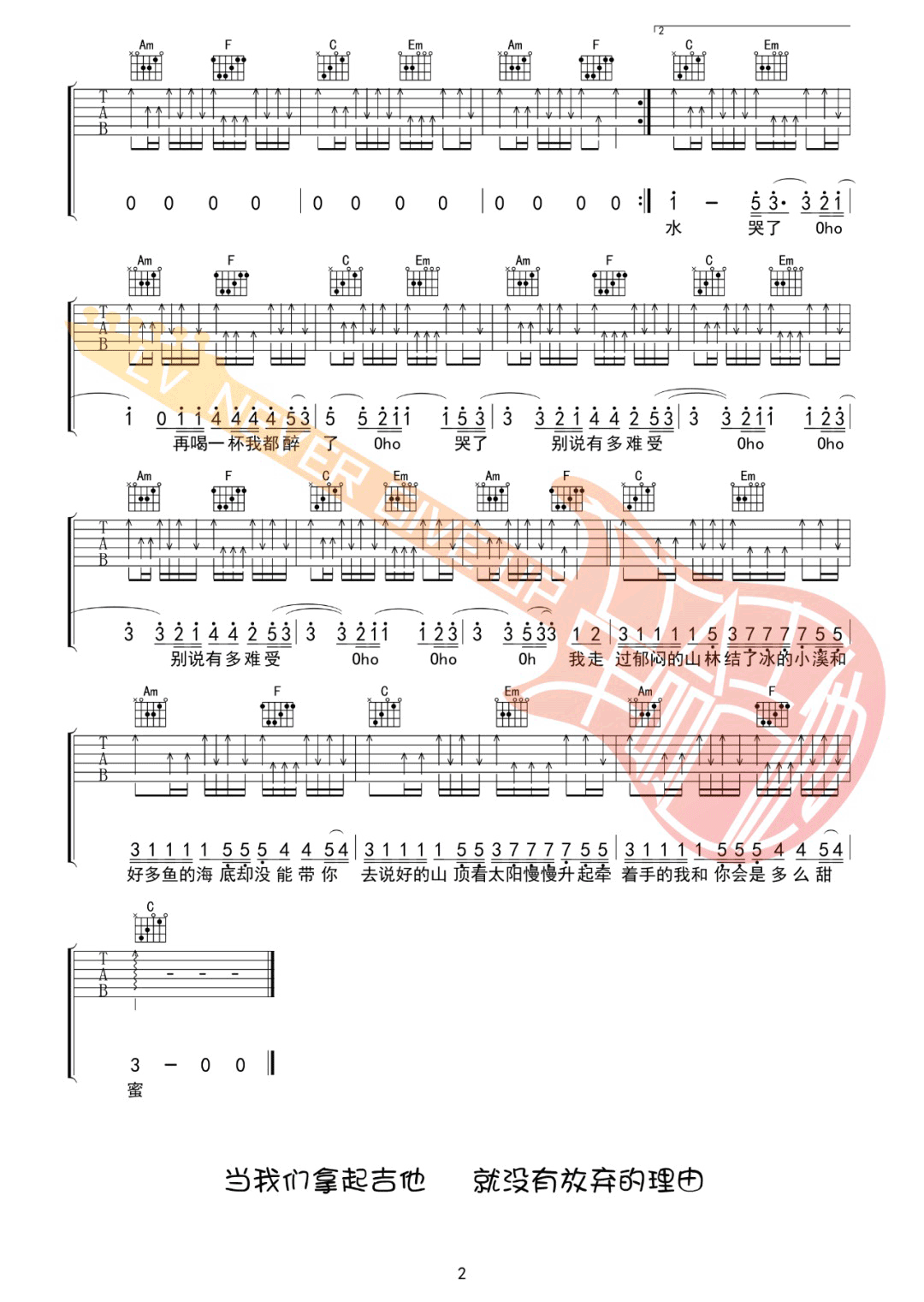 不如回家喝自来水吉他谱预览图