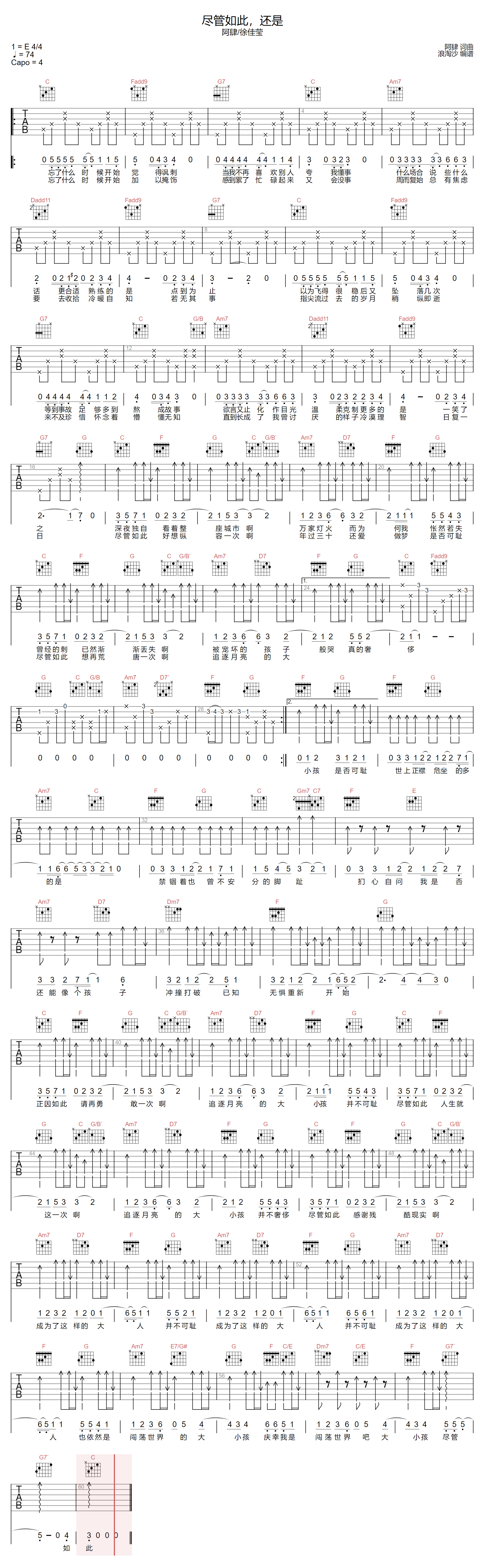 尽管如此还是吉他谱预览图
