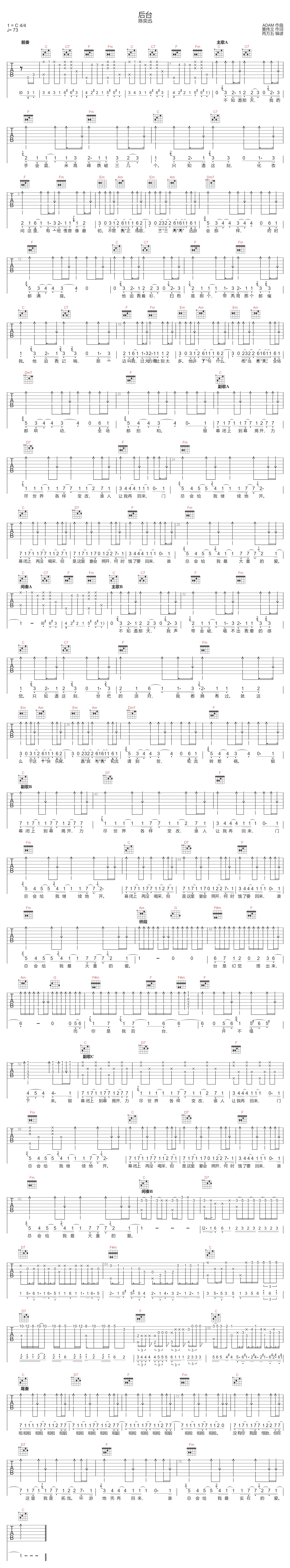 后台吉他谱预览图