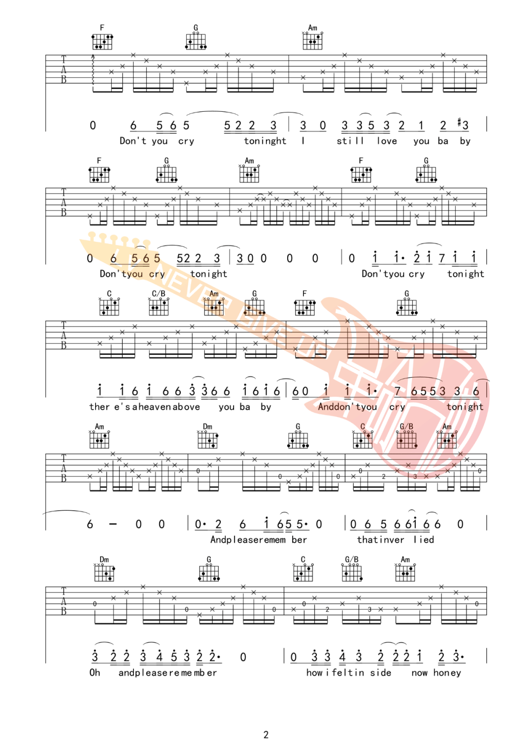 Don't-Cry吉他谱预览图