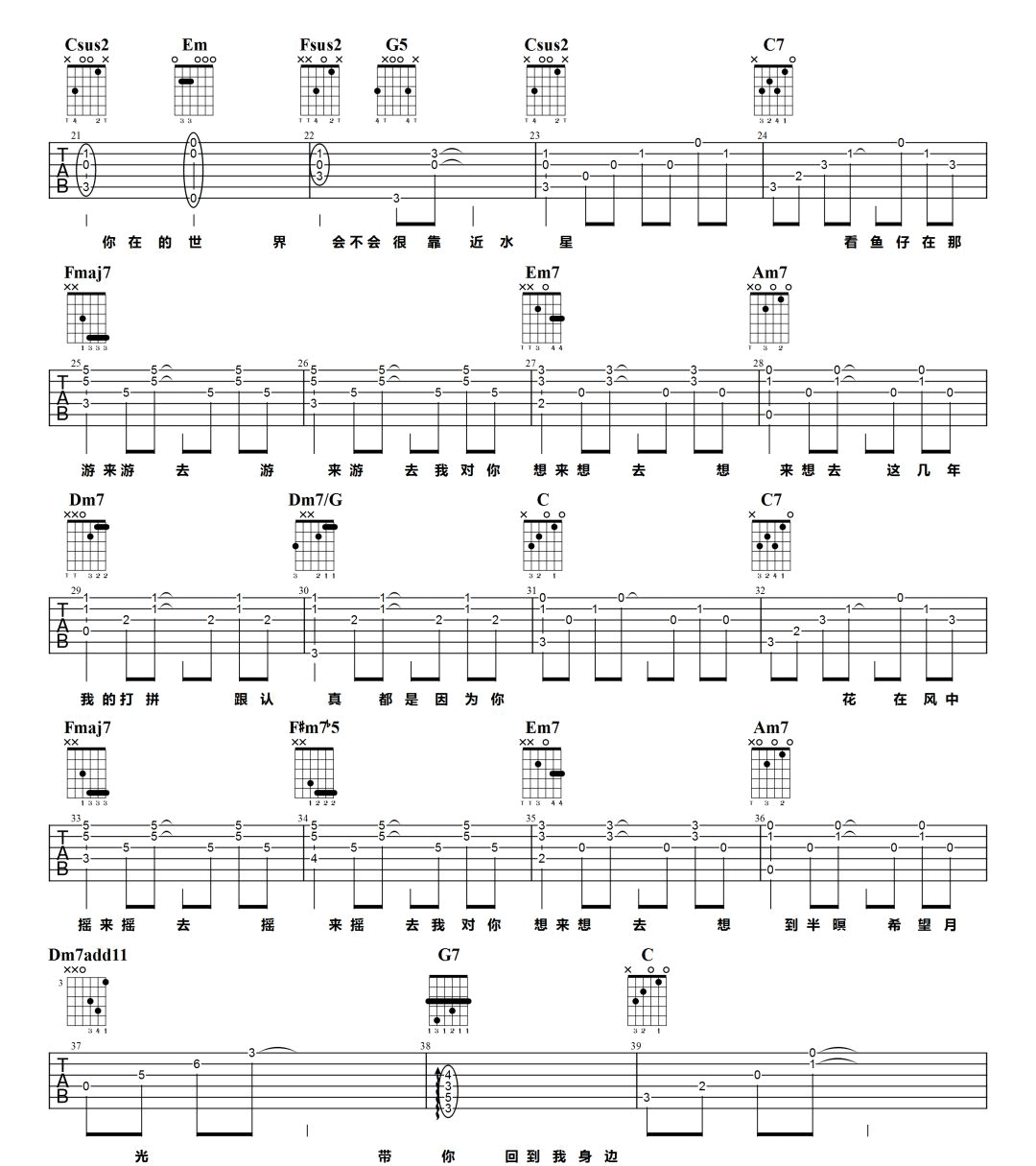 鱼仔吉他谱预览图