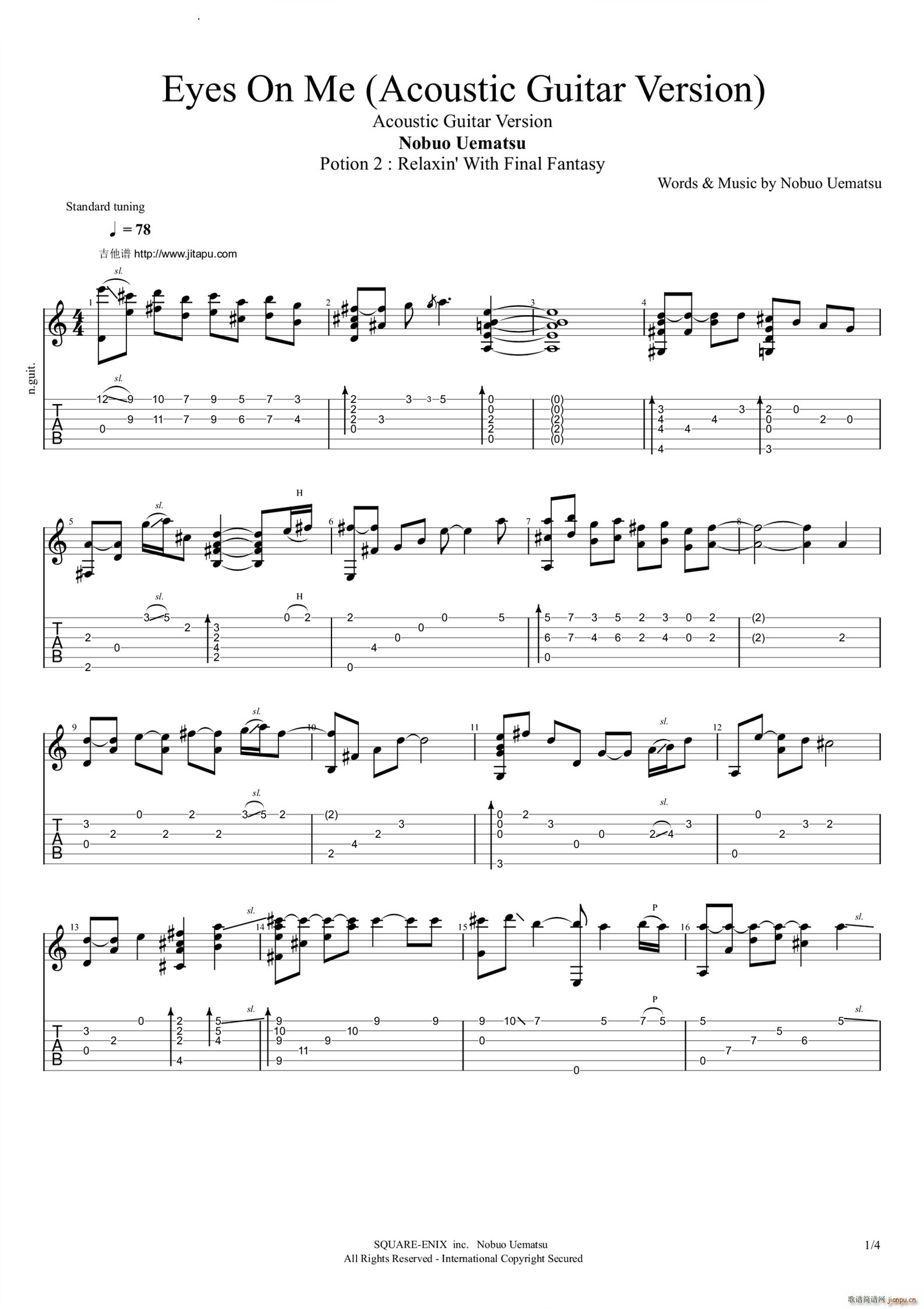 Eyes on meAcoustic guitar version(吉他谱)1