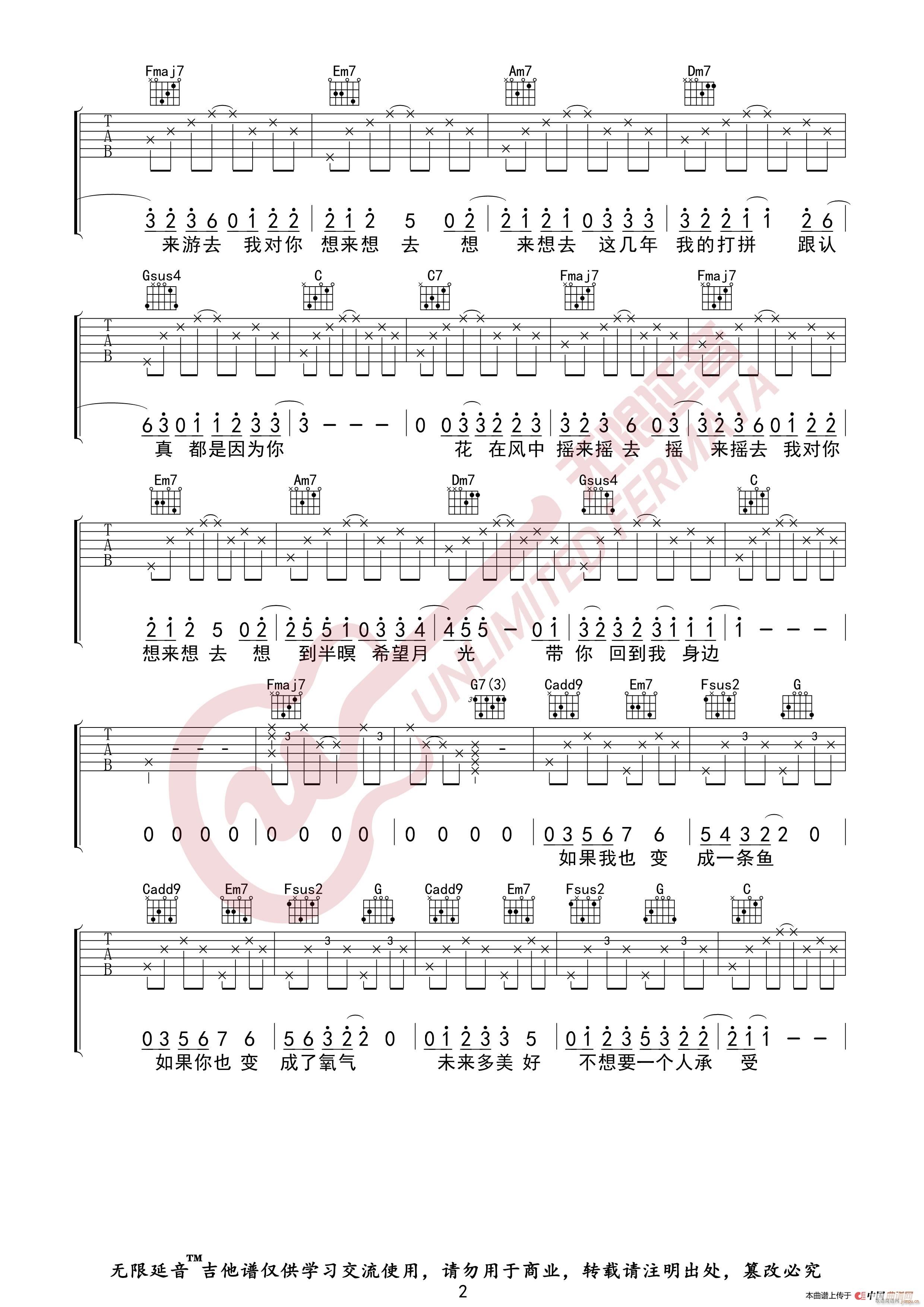卢广仲 鱼仔 无限延音编配(吉他谱)3