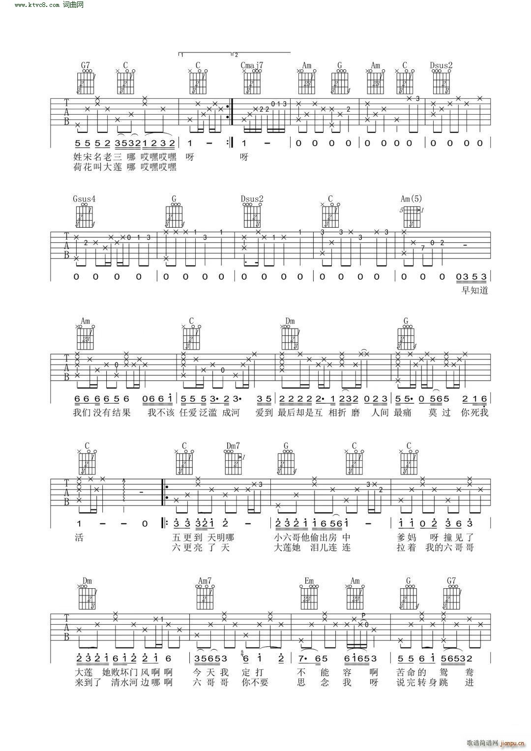 清水河往事 C调(吉他谱)3