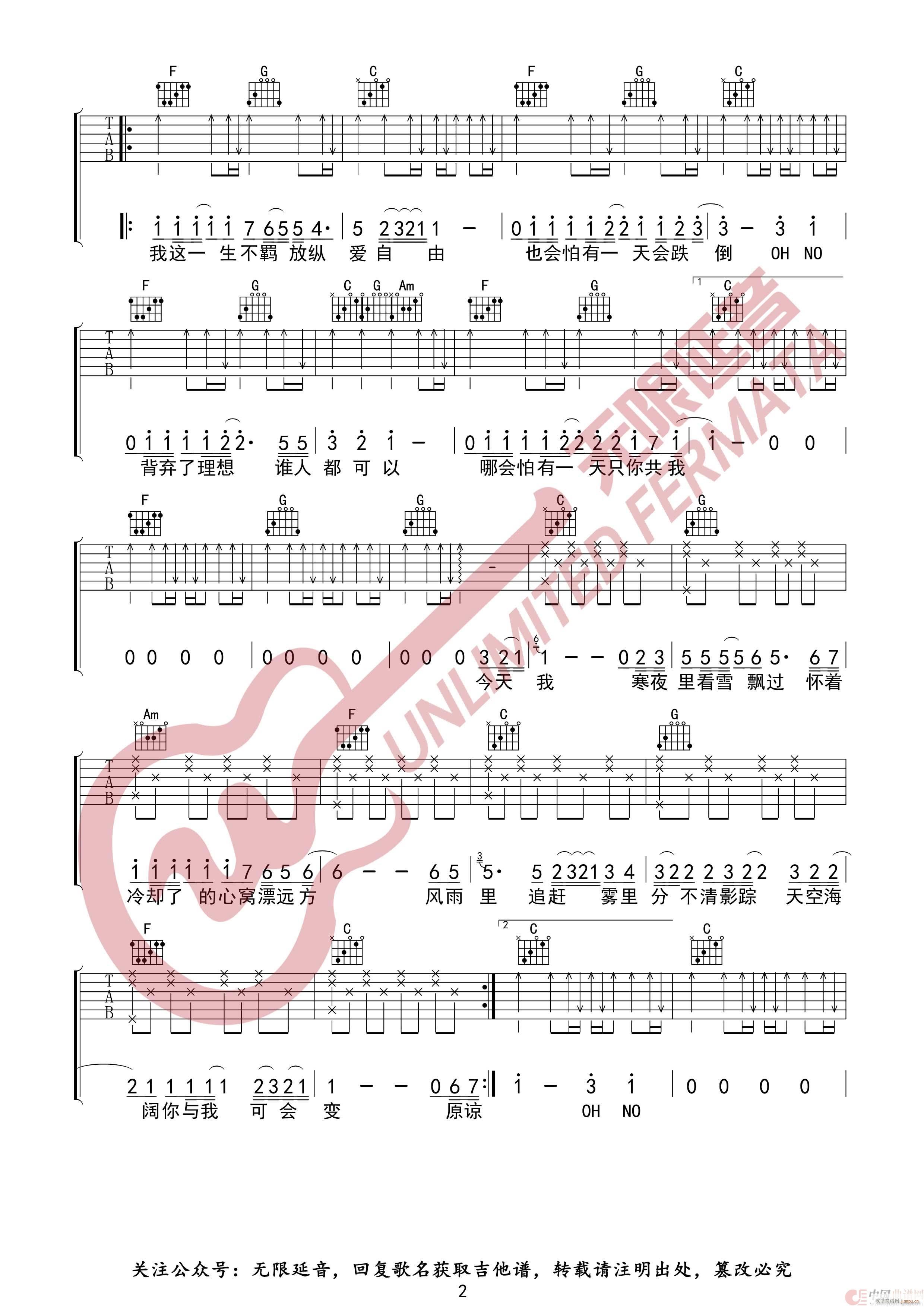 海阔天空 无限延音编配(吉他谱)3