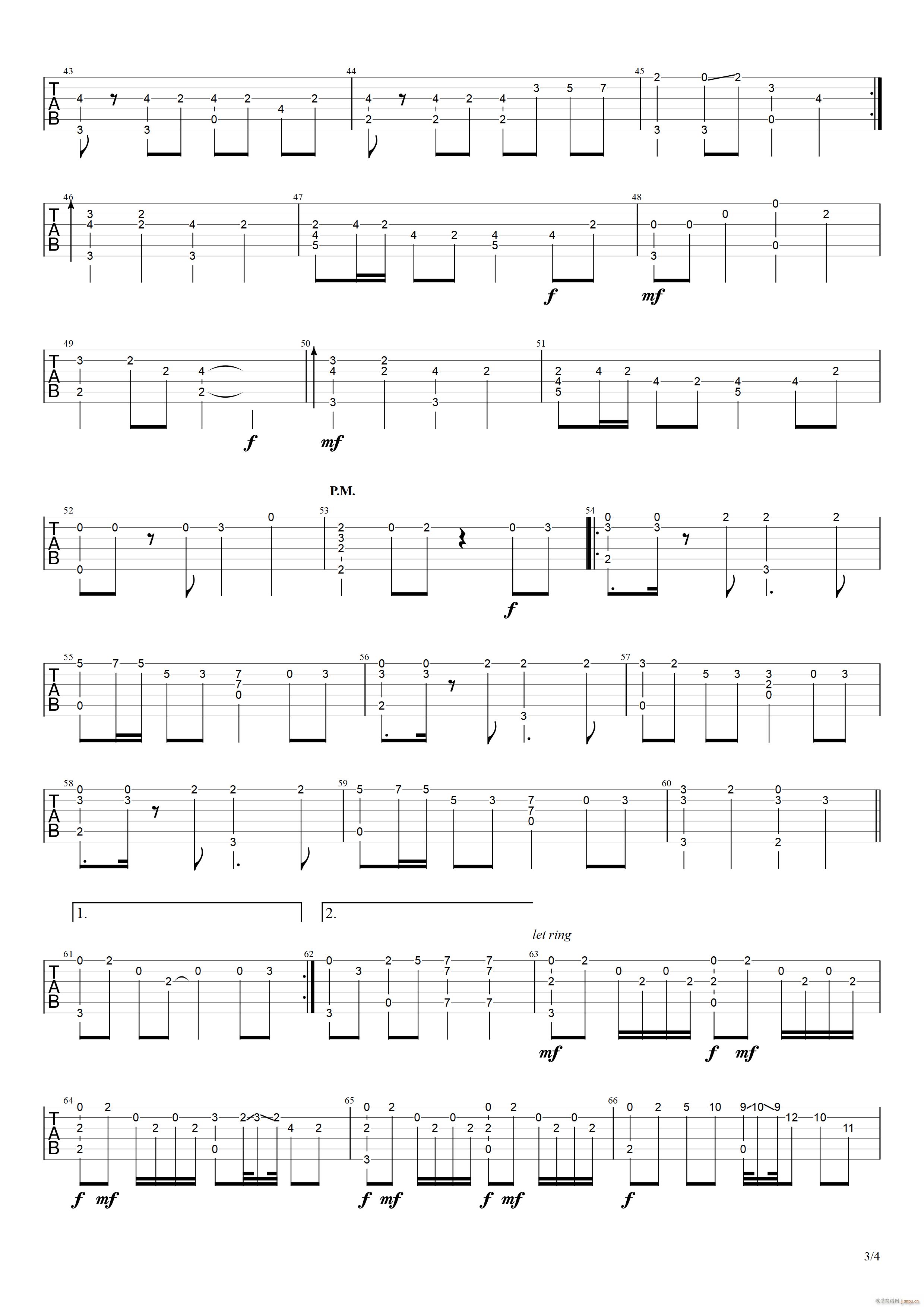 千本樱指弹 吉他独奏(吉他谱)3