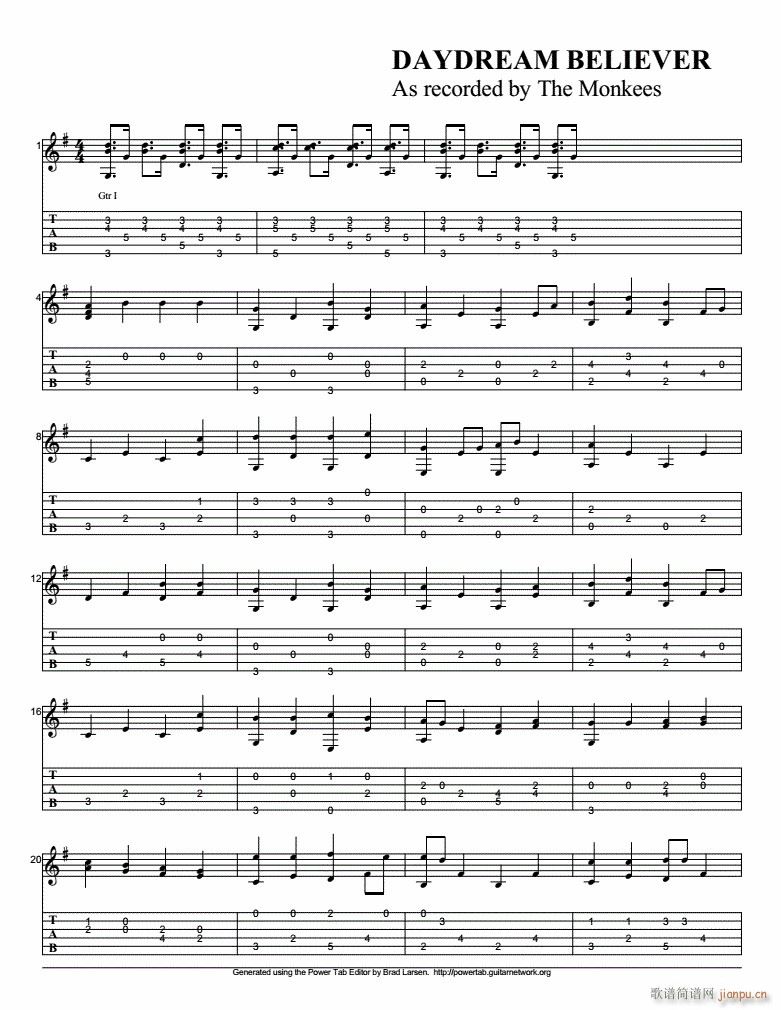 Believer指弹 吉他独奏(吉他谱)1