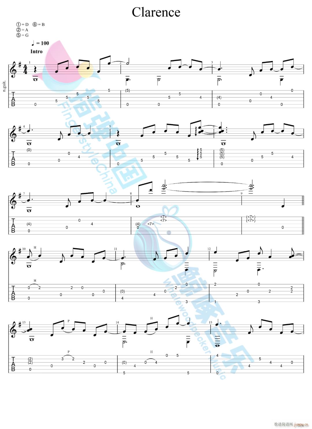 Clarence指弹 独奏(吉他谱)1