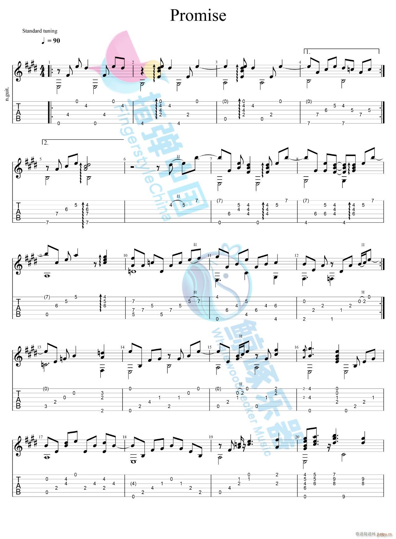 Promise指弹 独奏(吉他谱)1