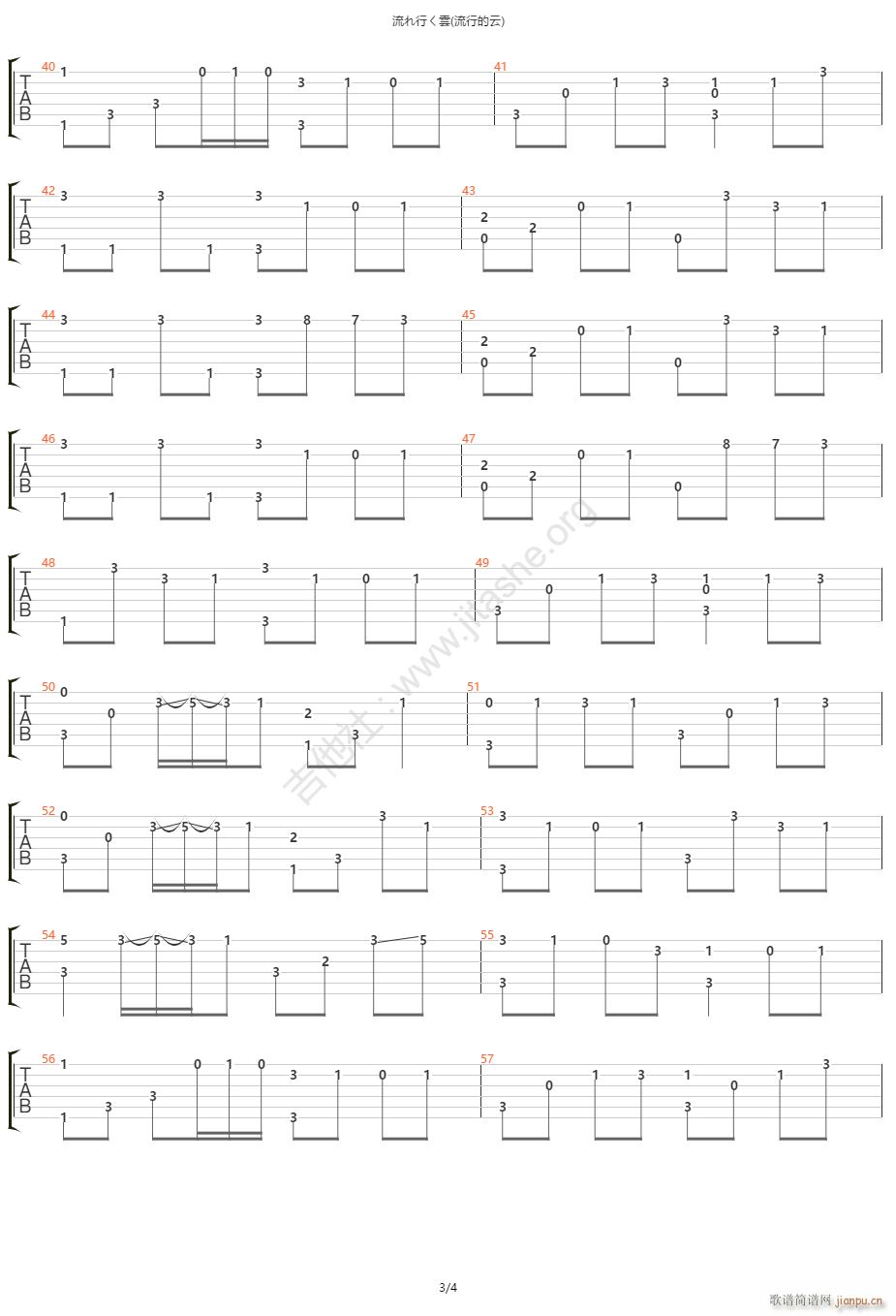 流行的云指弹 独奏(吉他谱)3
