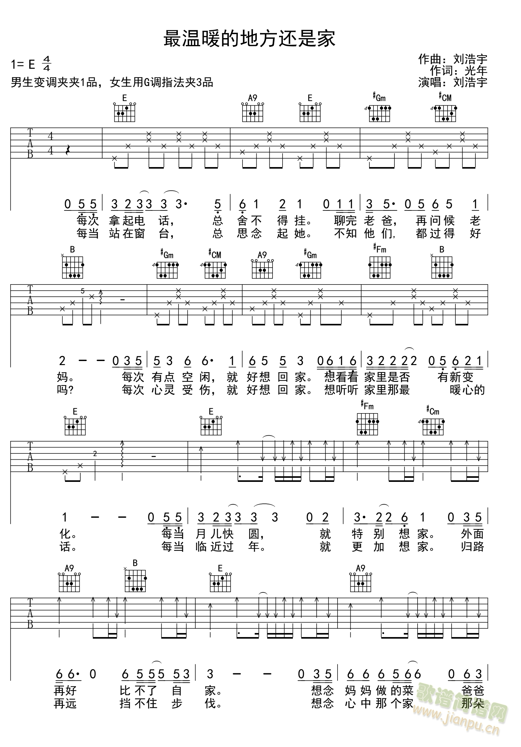 最温暖的地方还是家(吉他谱)1