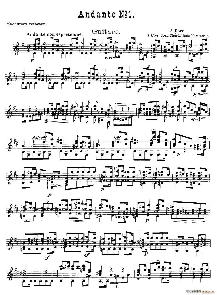 Andante no1 古典吉他(吉他谱)1