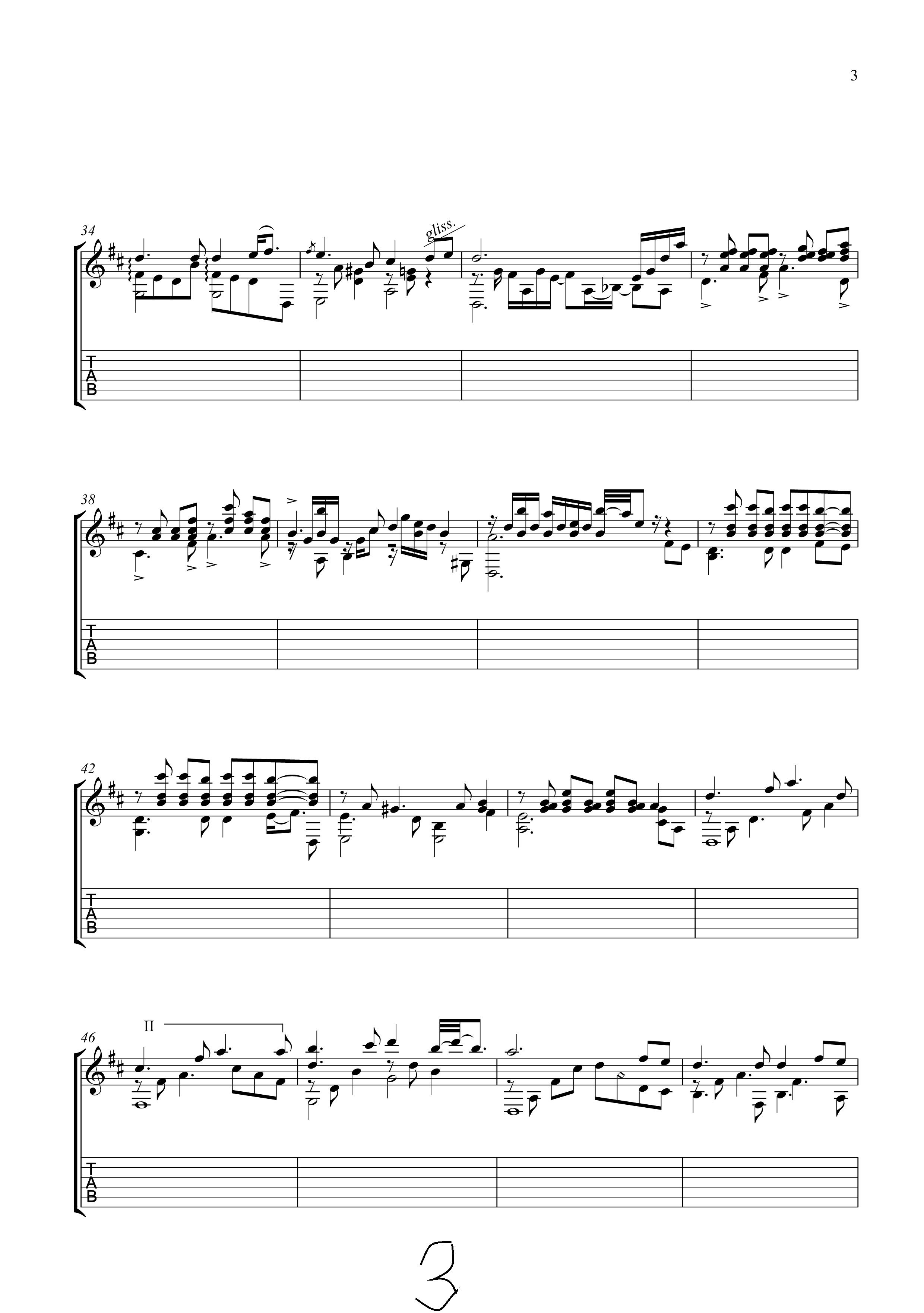 月亮代表我的心 双谱 无TAB音符(吉他谱)3