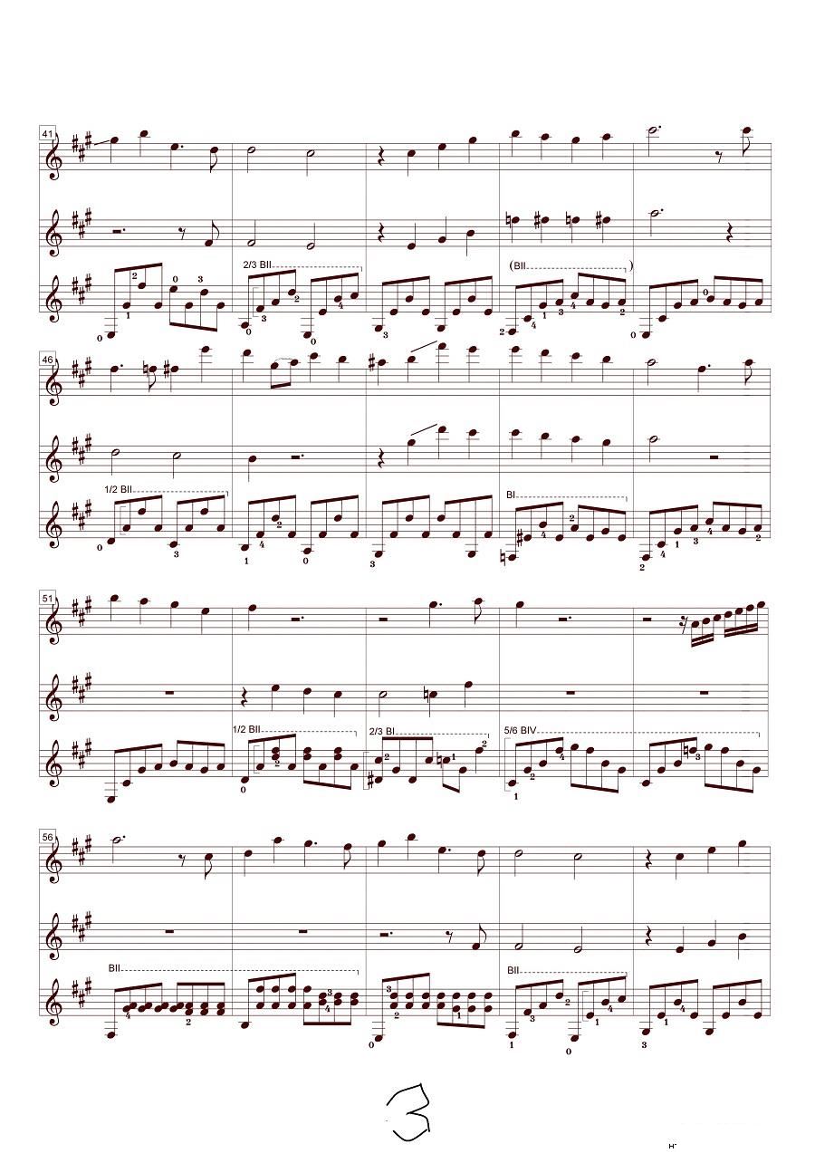 First Youth Love Theme For Nata 古典吉他 可三把联弹(吉他谱)3