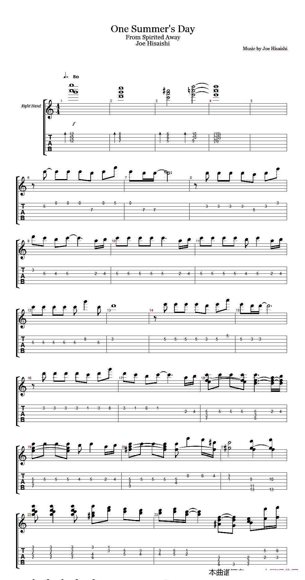 one sumer s day 指弹谱(吉他谱)1