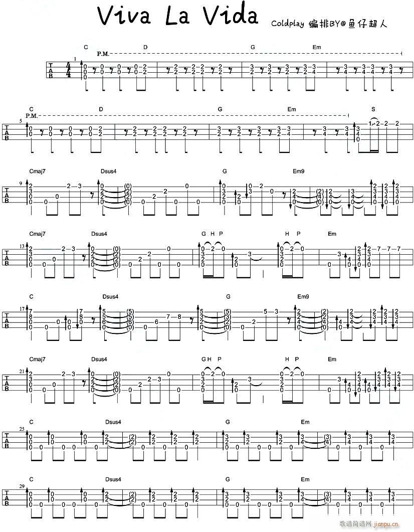 Viva La Vida 生命万岁 尤克里里指弹谱(吉他谱)1
