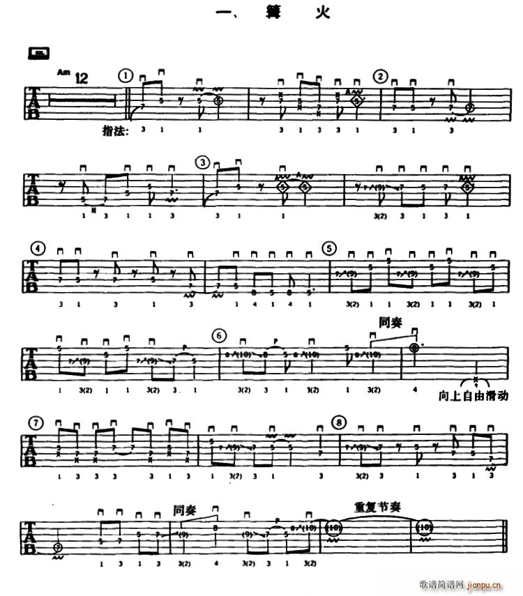 重金属吉他演奏示范 一 篝火(吉他谱)1