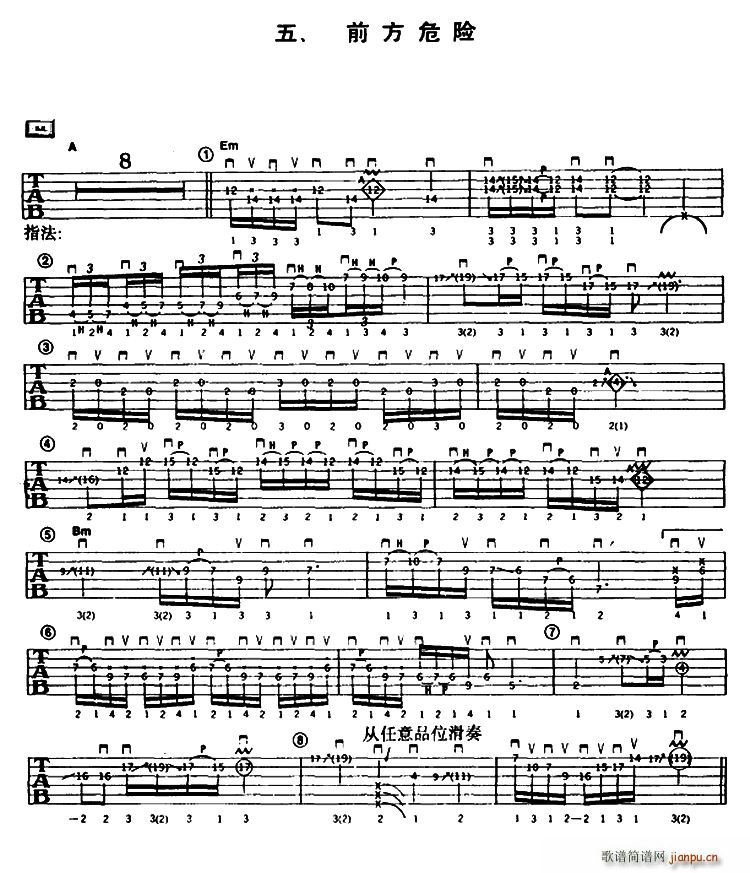 重金属吉他演奏示范 五 前方危险(吉他谱)1