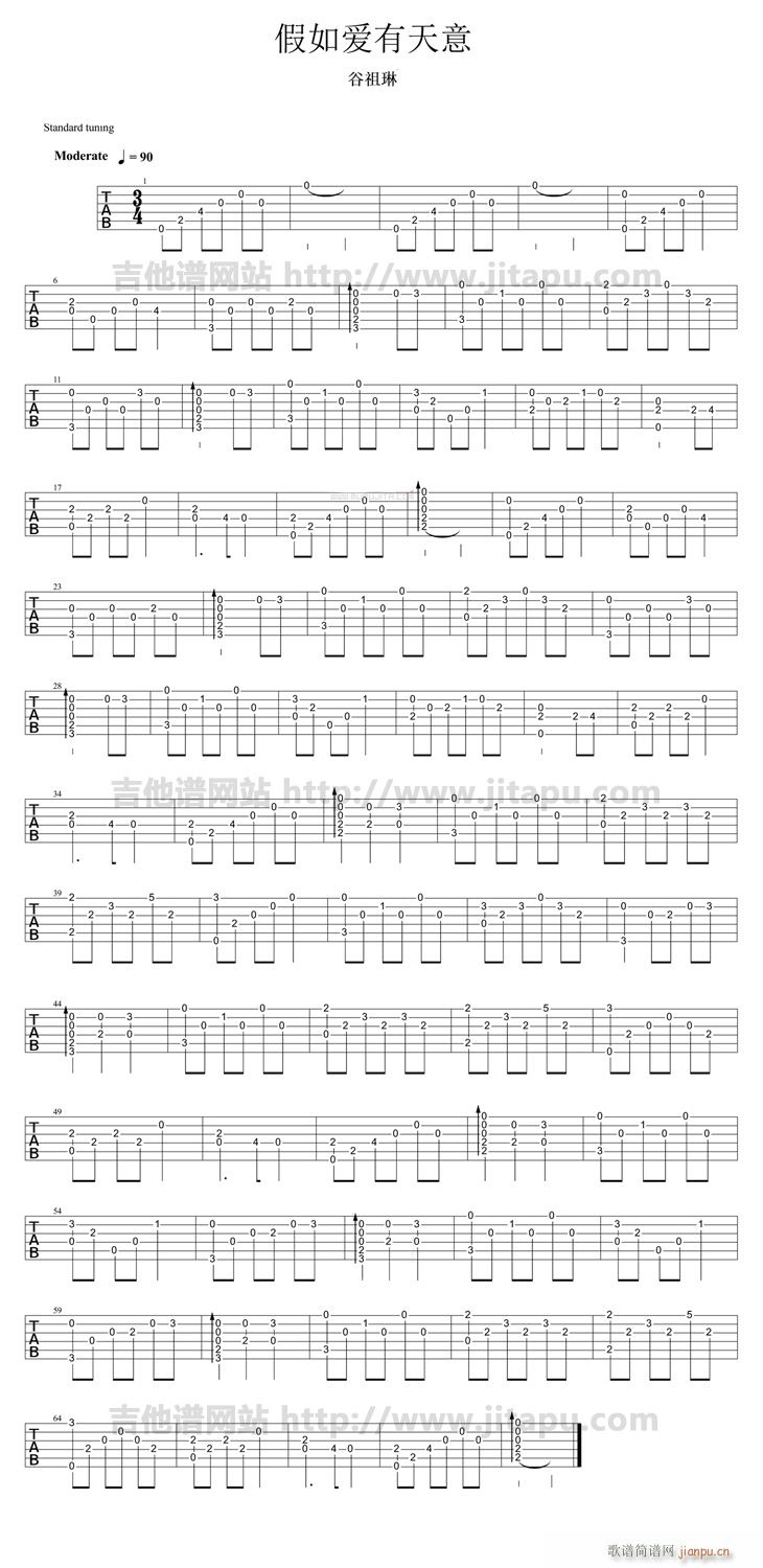 假如爱有天意 指弹版(吉他谱)1