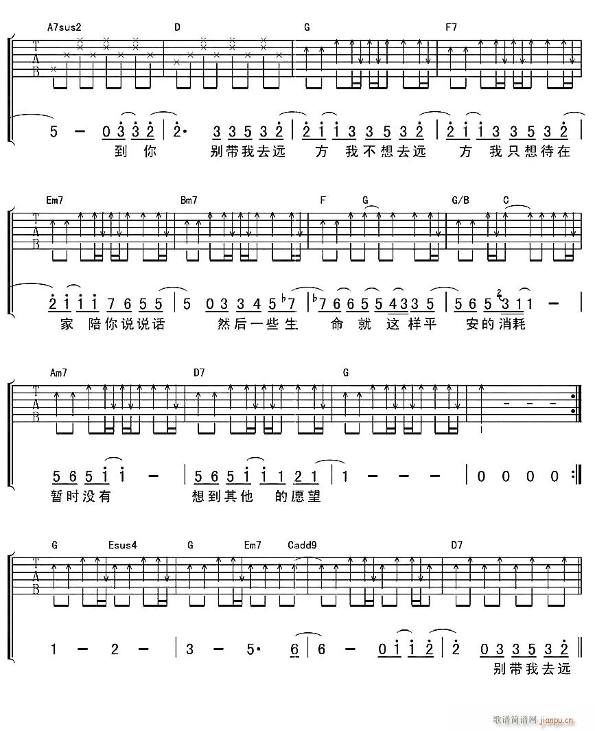 不想去远方2(吉他谱)1