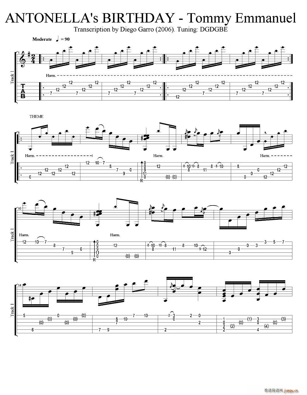 tommy emmanuel antonellas birthday 指弹吉他(吉他谱)1