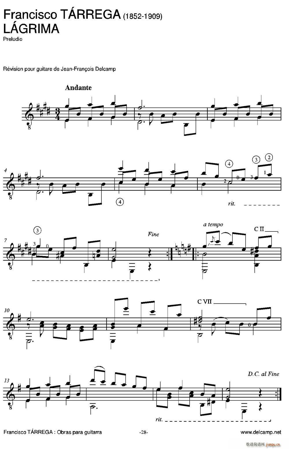 LAGRIMA 古典吉他(吉他谱)1